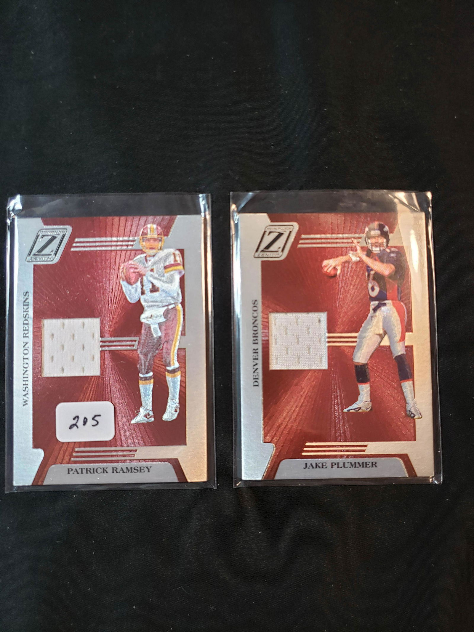 DONRUSS ZENITH GAME USED MEMORABILIA CARDS: PATRICK RAMSEYAND JAKE PLUMMER