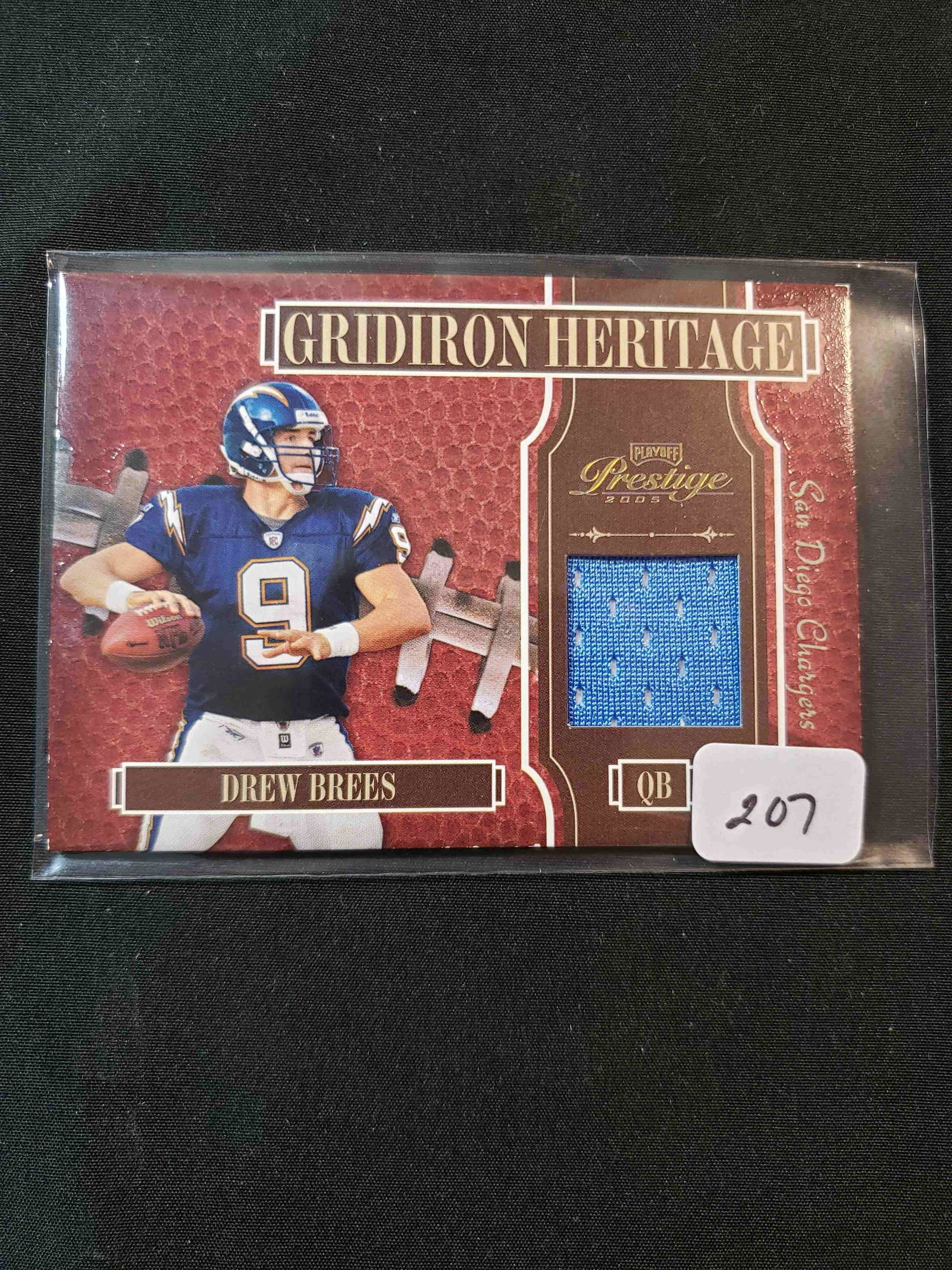 DONRUSS ZENITH GAME USED MEMORABILIA CARDS: 2005 PLAYOFF PRESTIGE FOOTBALL BREW BREES SAN DIEGO CHARGERS