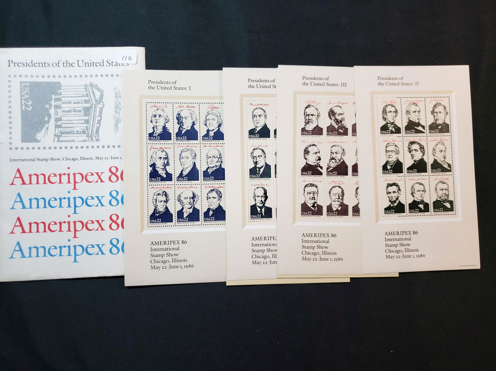 AMERIPEX 1986 PRESIDENTS SOUVENIER STAMP SET (1 of 1)