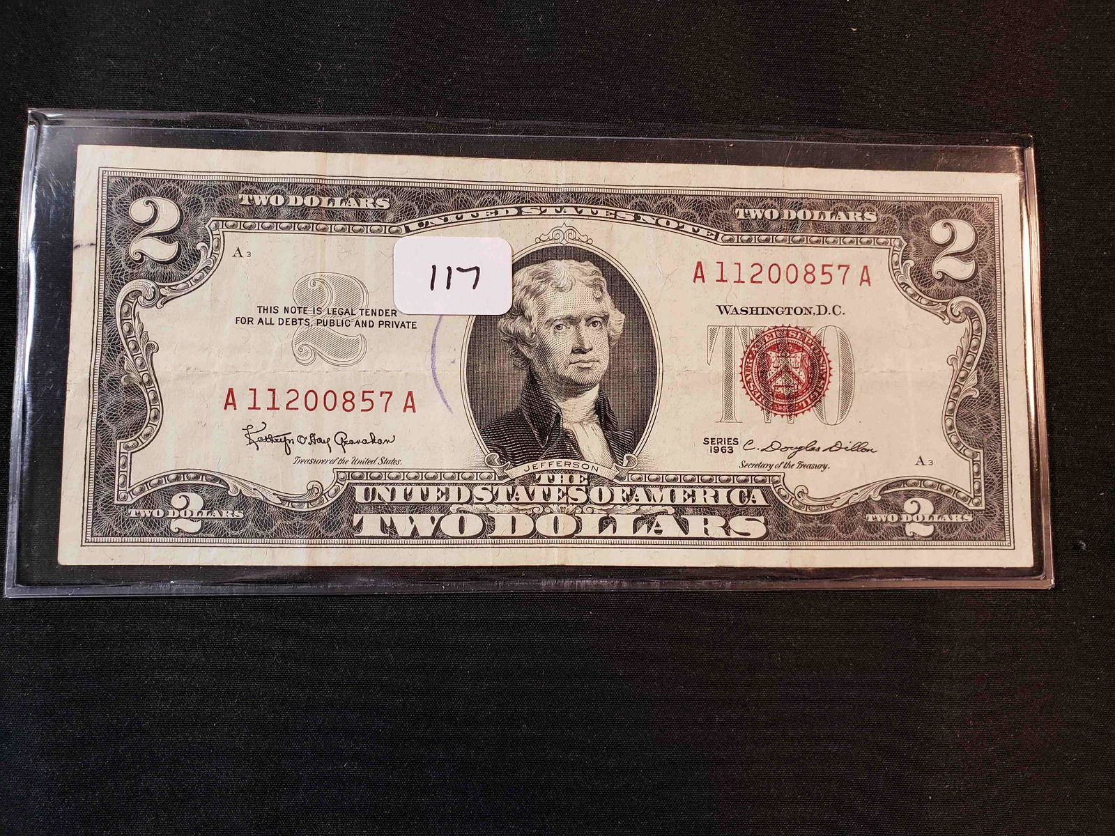 TWO DOLLAR RED SEAL 1963 SERIES BILL (1 of 1)
