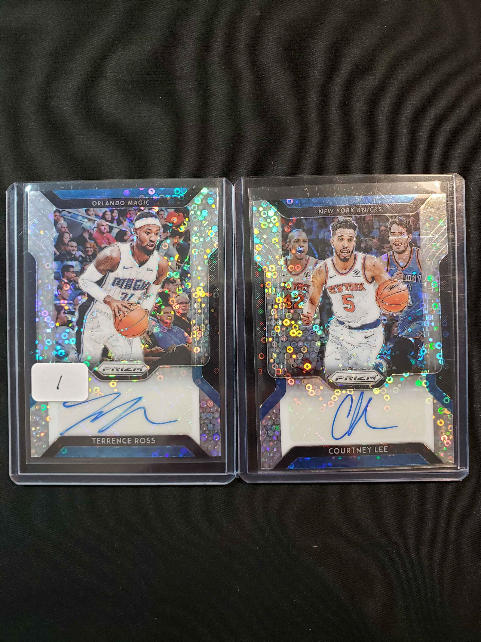 PRIZM BASKETBALL DISCO PRIZM SIGNATURE CARDS: TERRANCE ROSS ORLANDO MAGIC AND COURTNEY LEE NEW YORK KNICKS DISCO PRIZM AUTOGRAPHS