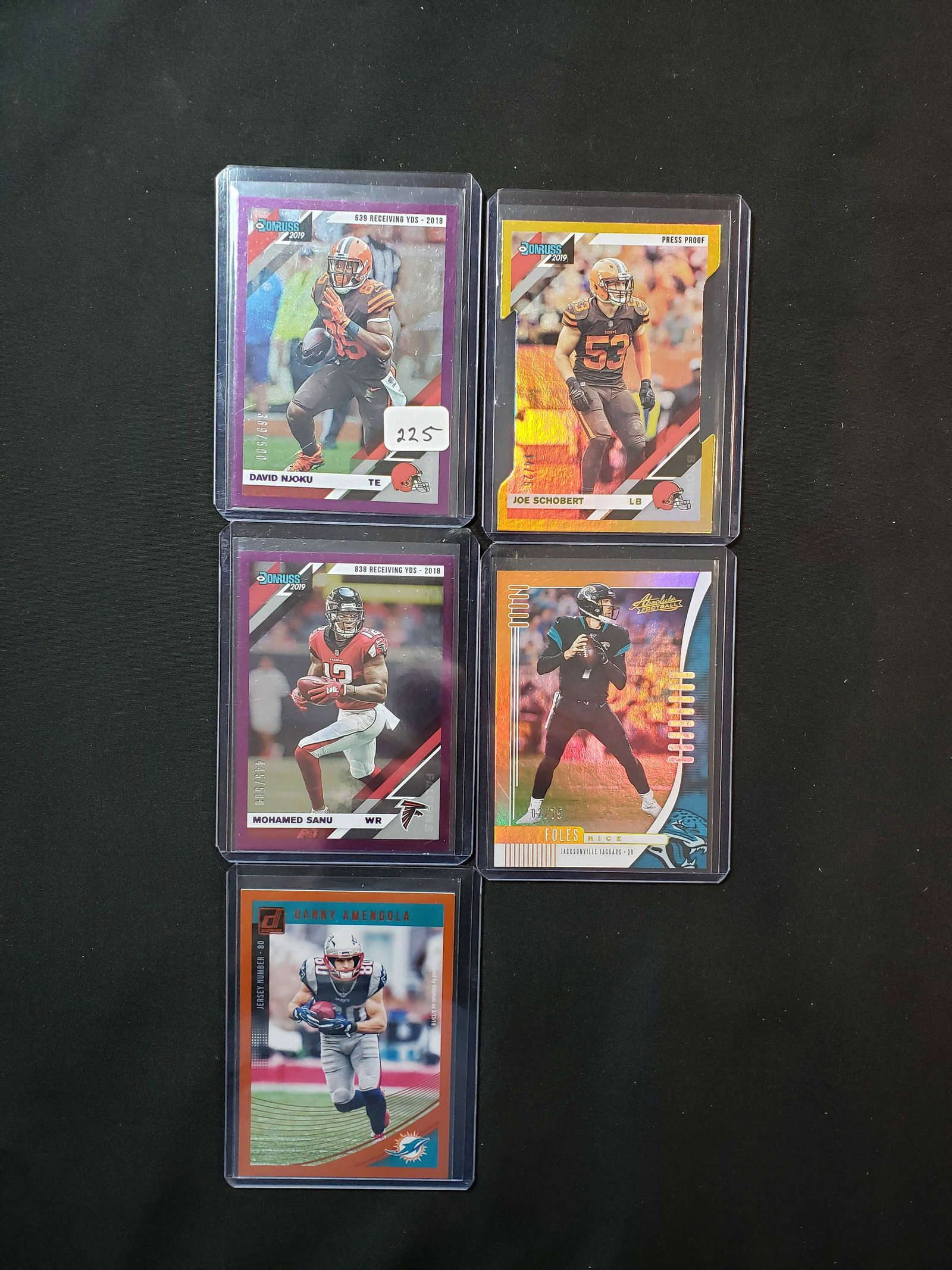 PANINI FOOTBALL SERIAL #'D FOIL PARALLEL LOT: DAVID NJOKU BROWNS, JOE SCHOBERT SSP 14/25, SANU, NICK FOLES 02/75, DANNY AMENDOLA31/80