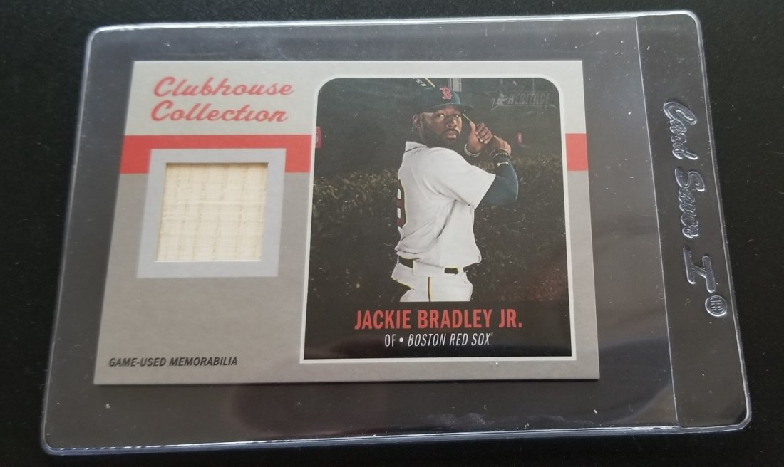 2019 Topps Heritage High Number Jackie Bradley Jr Relic: Jackie Bradley Jr Game Used Bat Relic from 2019 Topps Heritage High Number. Card is MT or better.