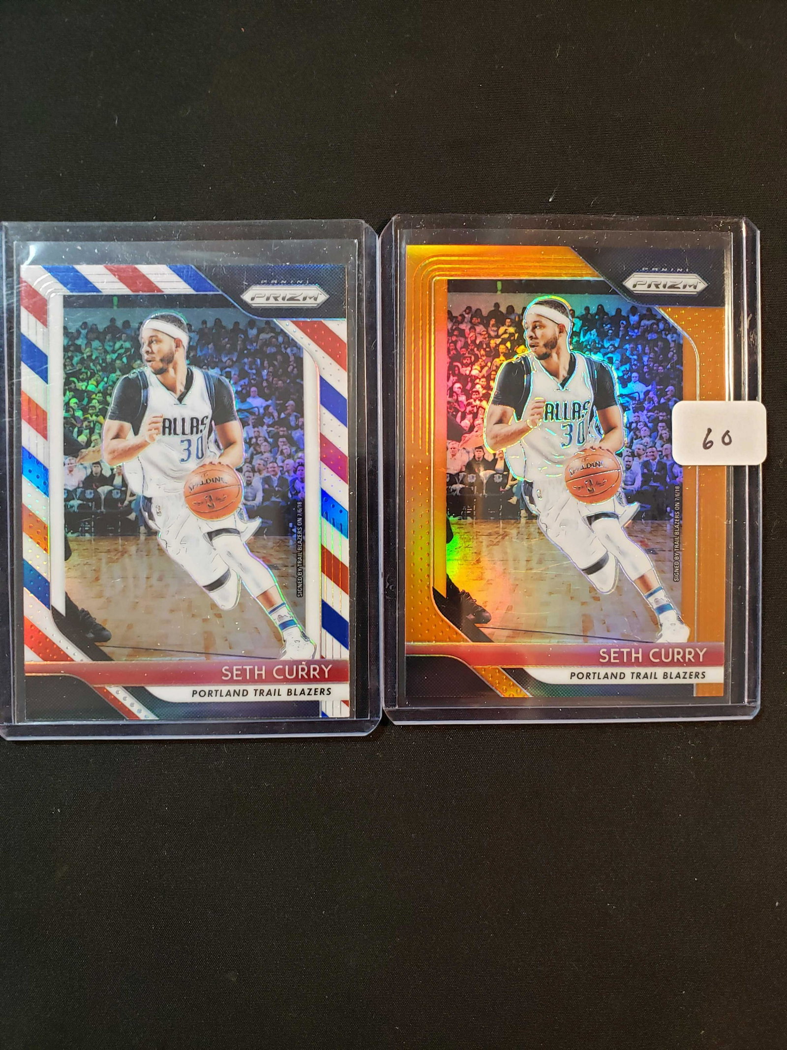 2018'-19 PANINI PRIZM BASKETBALL NUMBERED PARALLEL: SETH CURRY DALLAS MAVERICKS ORANGE NUMBERED 39/49