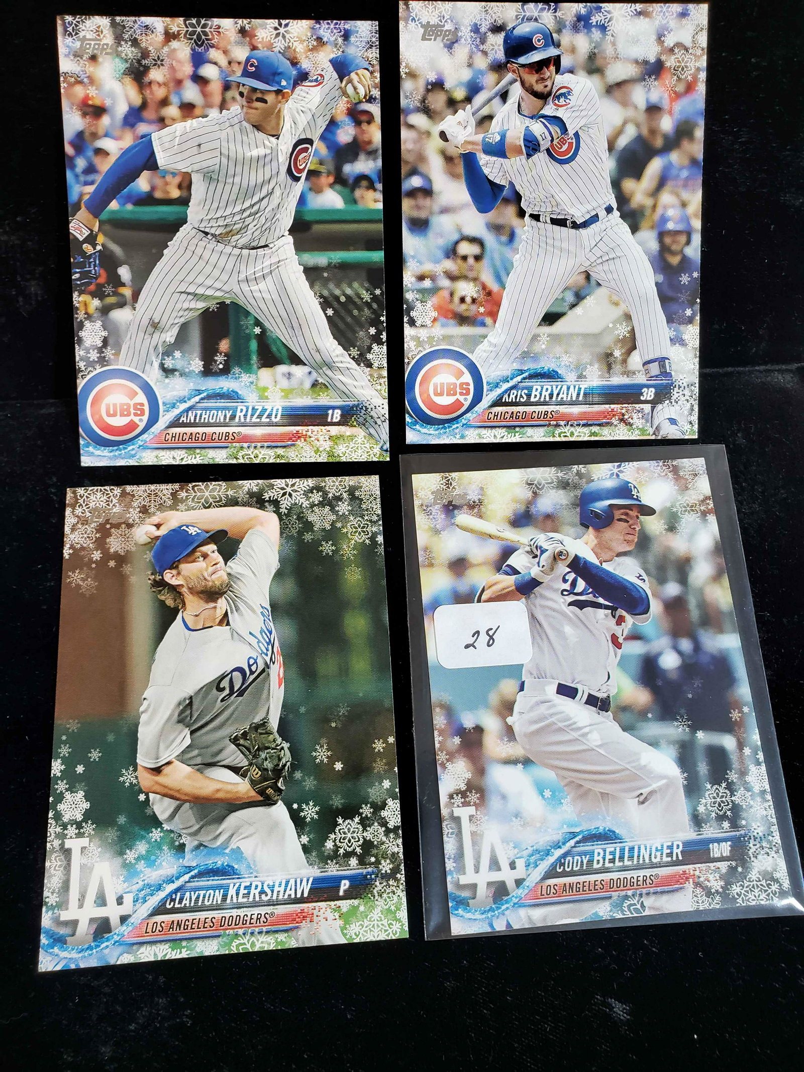 2018 TOPPS HOLIDAY DODGERS AND CUBS LOT: MVP CODY BELLINGER, CLAYTON KERSHAW, KRIS BRYANT, ANTHONY RIZZO 2018 TOPPS HOLIDAY WALMART EXCLUSIVE