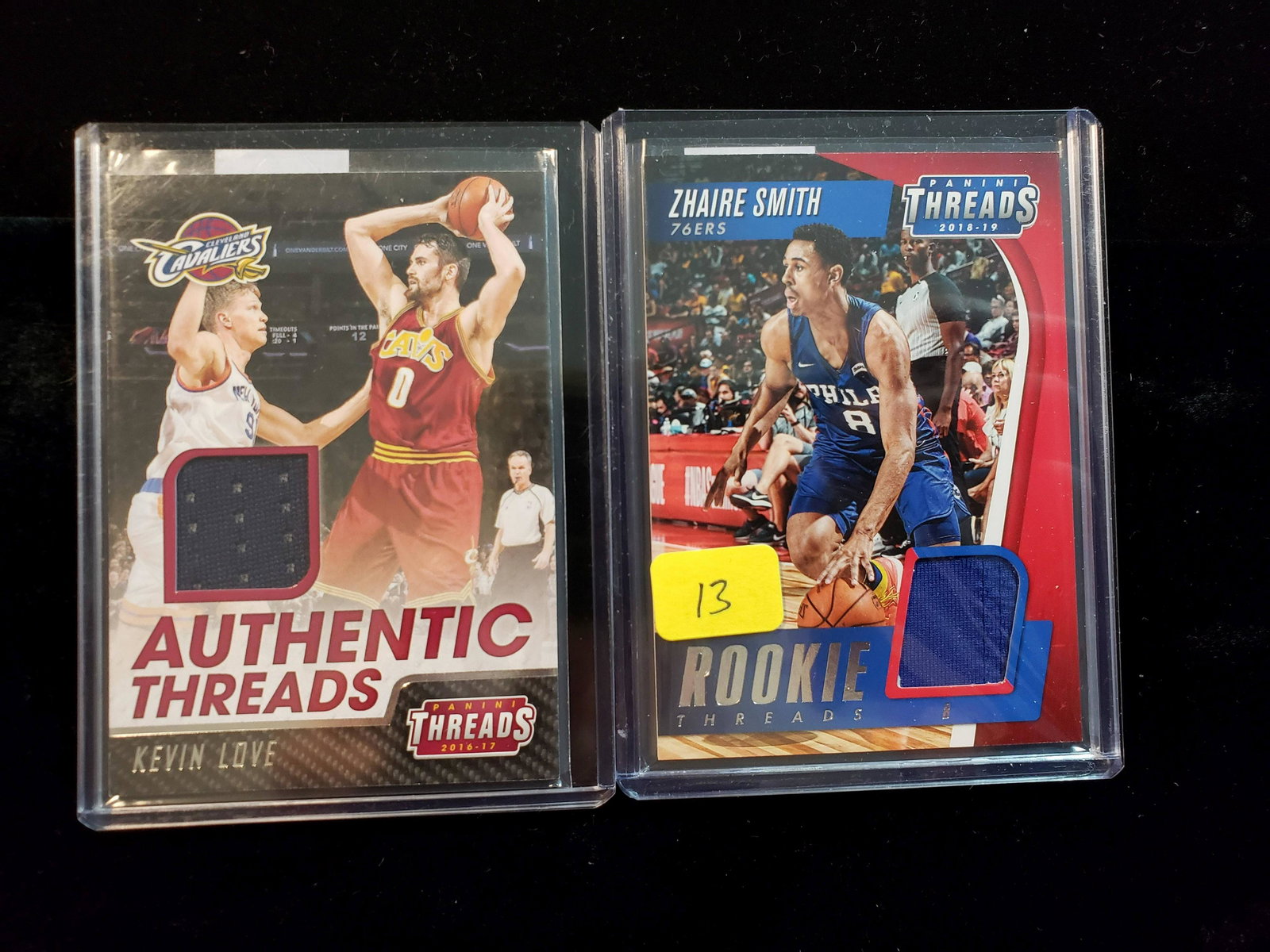 NBA basketball Jersey relic card: Zaire Smith 76 ers rookie threads And Kevin love Cleveland Cavaliers