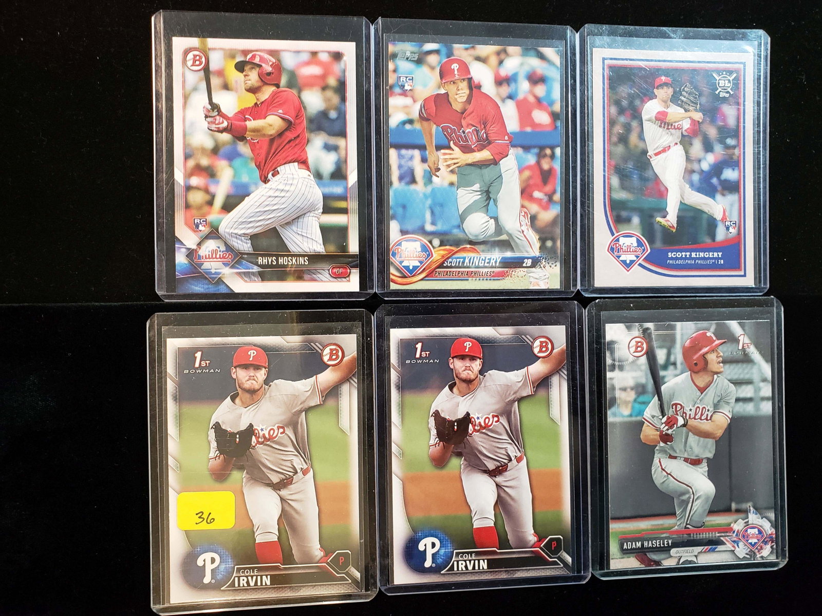 Baseball Cards rookies and Prospects: Philadelphia Phillies Cal Irvin Adam HASELEY RHYS Hoskins Scott kingery