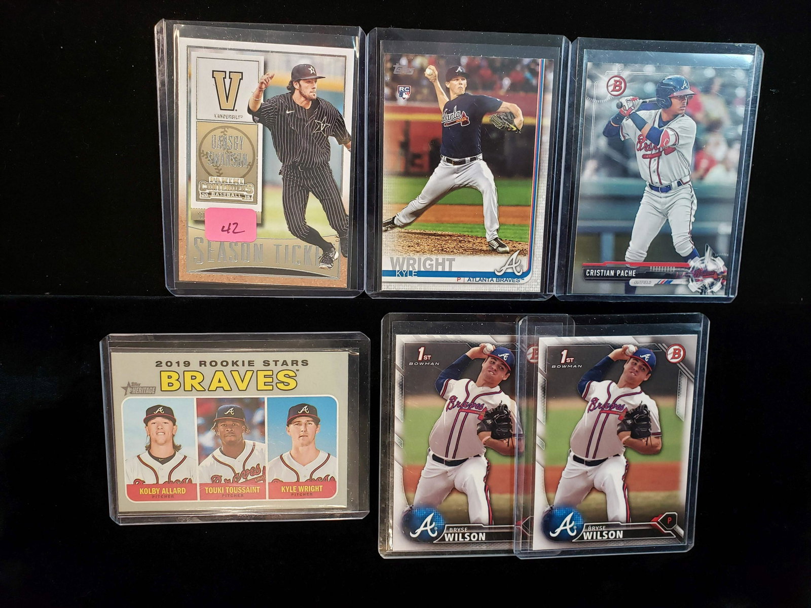 Baseball Cards rookies and Prospects: Atlanta Braves Bryce Wilson Christian PACHE Kyle WRIGHT Coby Allard Dansby Swanson