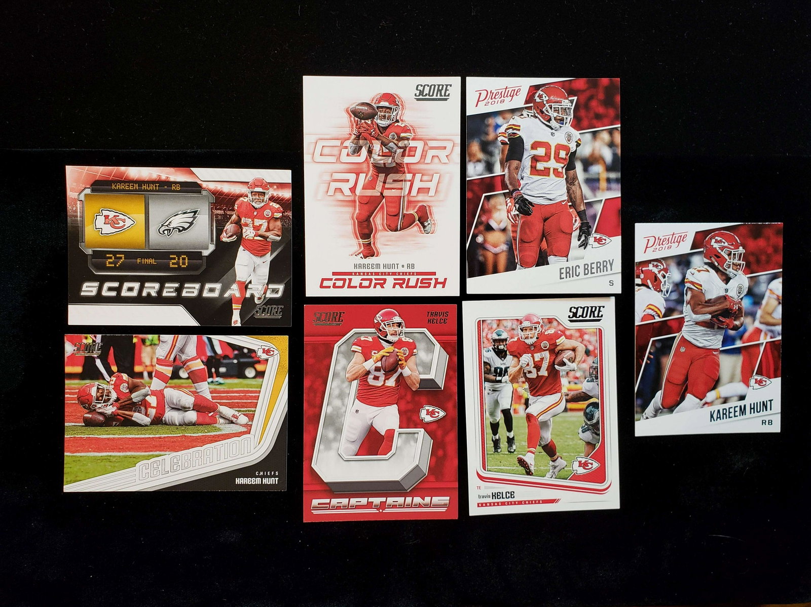 NFL FOOTBALL CARD LOT: Kansas City Chiefs lot Eric Berry Kareem hunt Travis Kelce insert cards