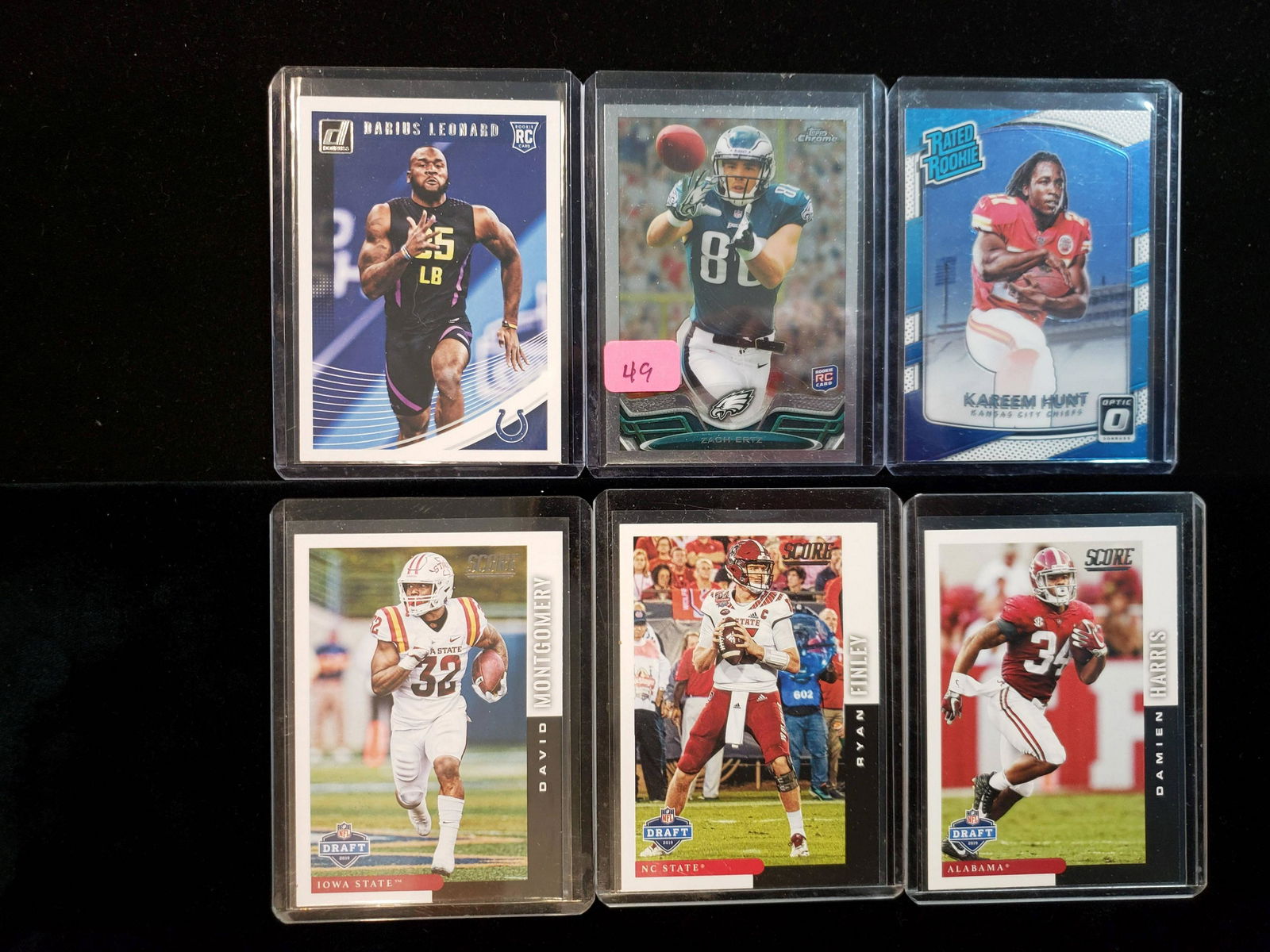 NFL rookie football cards: Zach ertz darious Leonard Ryan Finley David Montgomery Kareem hunt rated rookie