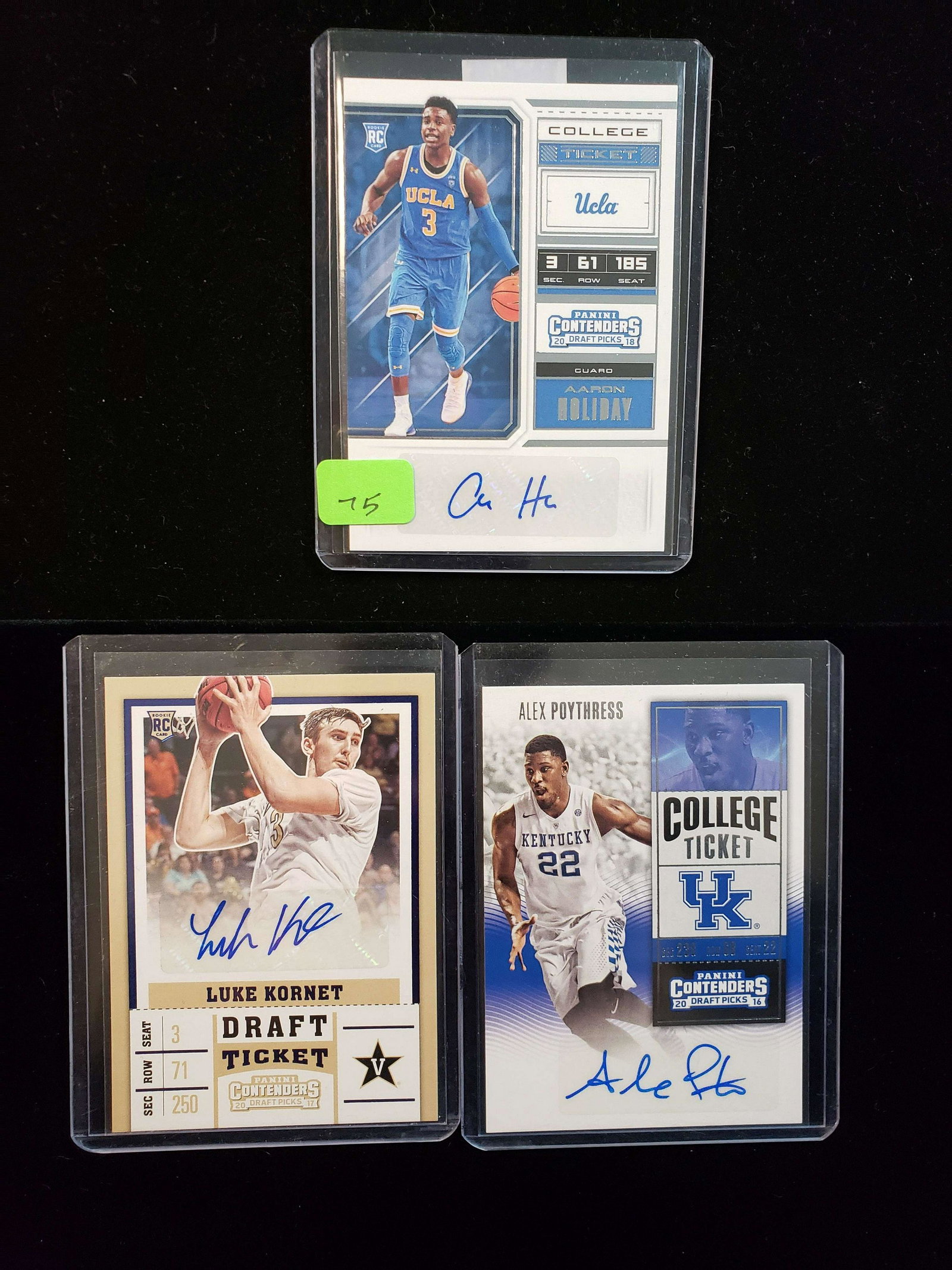 Panini contenders Autographed rookie basketball cards: Devon Robinson Florida Gators Aaron Holiday UCLA Bruins Florida Gators Alex Poythress Kentucky