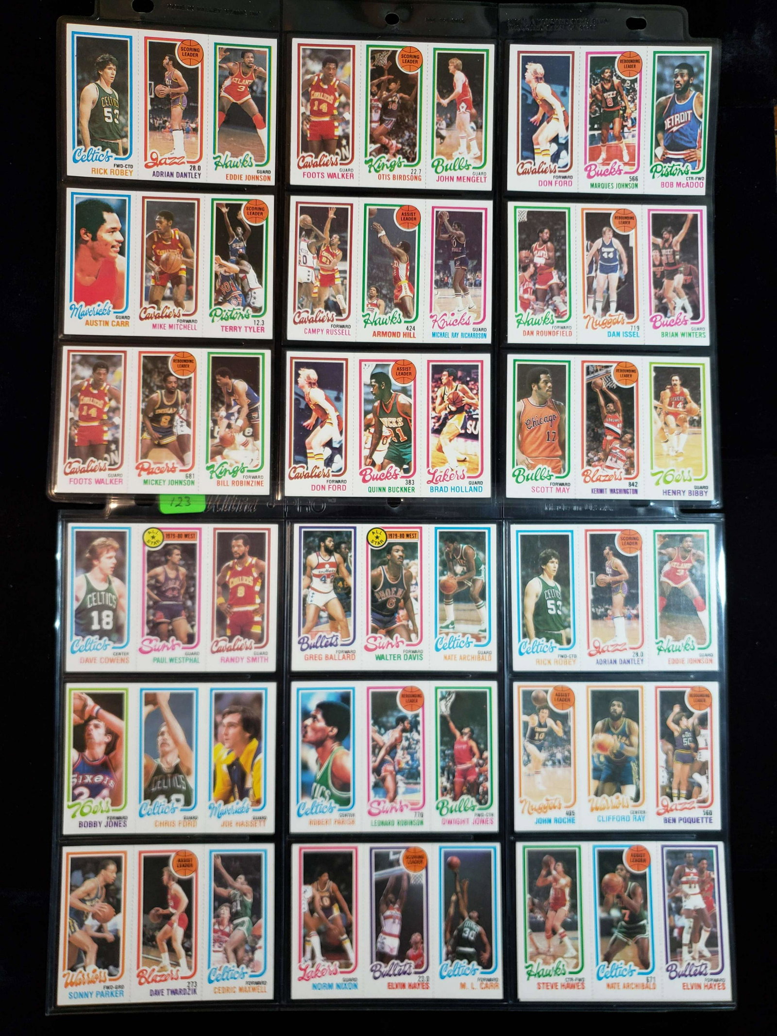 1980-'81 TOPPS BASKETBALL CARDS HIGHER GRADE SET: (18) DIFFERENT PANELS MINTY FRESH 1980-'81'S DAVE COWENS, ROBERT PARISH, NATE ARCHIBALD, ADRIAN DANTLEY, BOBBY JONES, ML CARR, ELVIN HAYES, BOB McADOO, DAN ISSEL, OTIS BIRDSONG, FOOTS WALKER, AUSTIN C