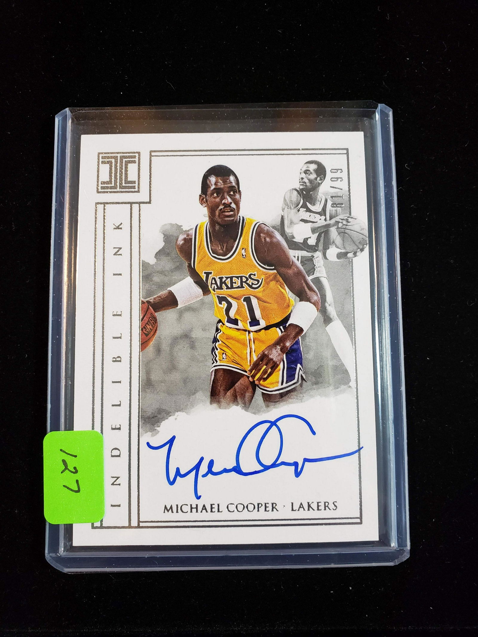 MICHAEL COOPER LOS ANGELES LAKERS SIGNATURE CARD: 2017-'18 IMPECCABLE INDELIBLE INK NUMBERED 81/99