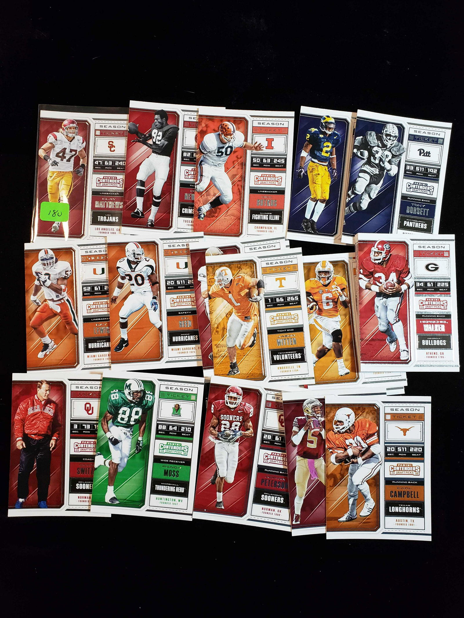 2018 PANINI CONTENDERS SEASON TICKET: FEATURES FOOTBALL STARS IN THERE COLLEGE UNIFORMS 25 TOTAL CARDS