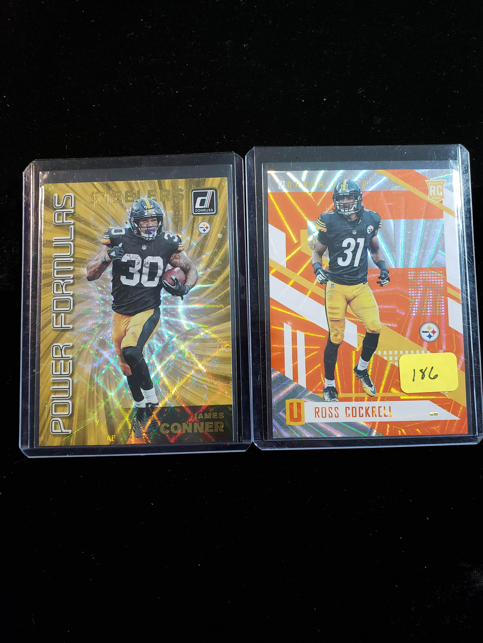 PITTSBURGH STEELERS FOOTBALL CARDS: JAMES CONNER INSERT AND ROSS COCKRELL SP NUMBERED 43/49