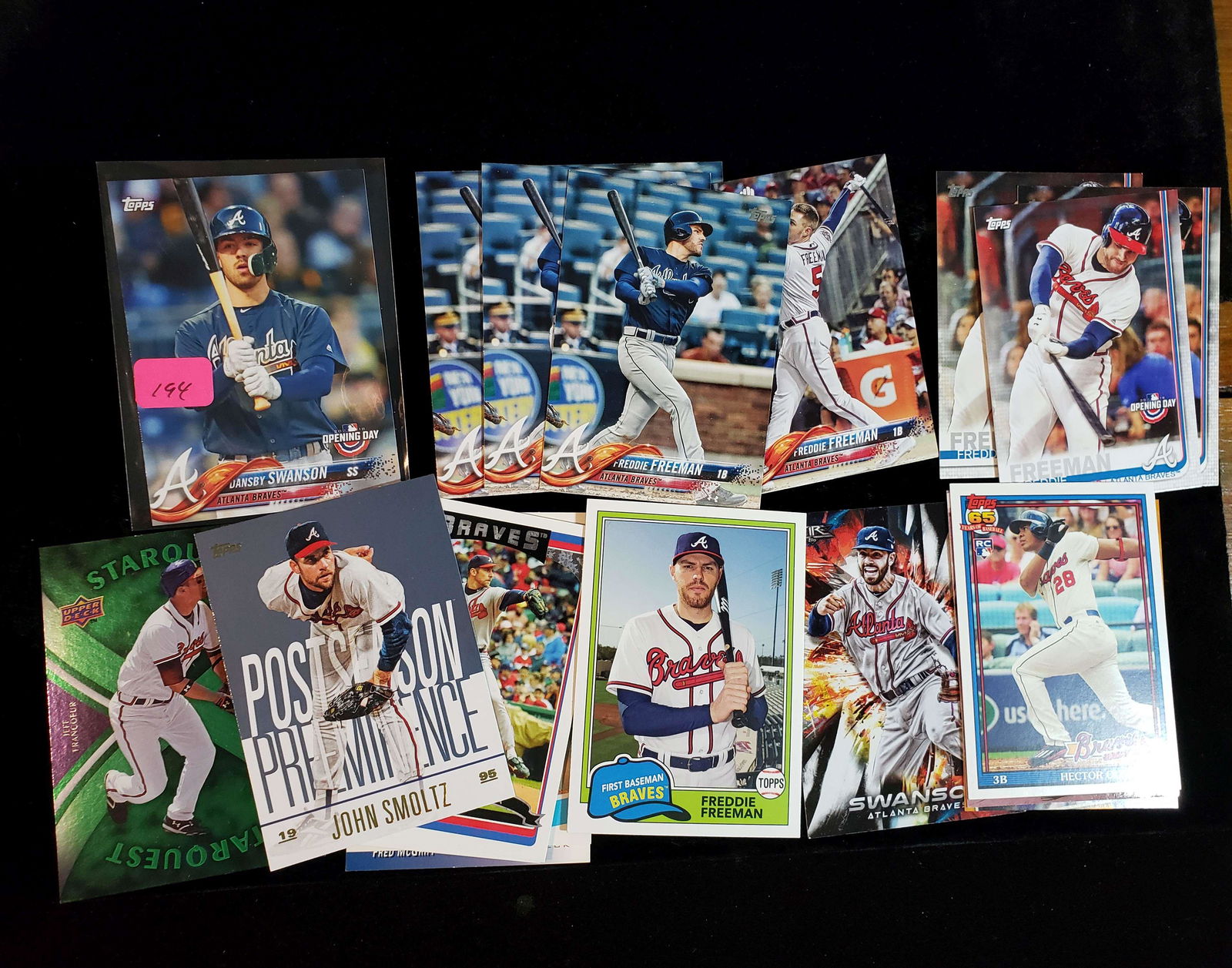 ATLANTA BRAVES BASEBALL CARD COLLECTION: DANSBY SWANSON, FREDDIE FREEMAN, JOHN SMOLTZ 20 TOTAL CARDS