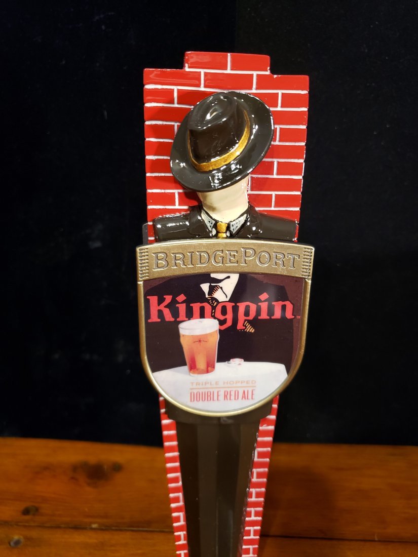 BRIDGEPORT BREW RETIRED BEER TAP PULL HANDLE BRAND NEW: BRIDGEPORT BREWING IN PORTLAND OREGON KINGPIN FIGURAL DOUBLE RED ALE RETIRED BEER TAP PULL HANDLE. THIS RETIRED TAP IS HARD TO FIND AFTER THE BREWERY PERMANENTLY CLOSED IN MARCH OF 2019.