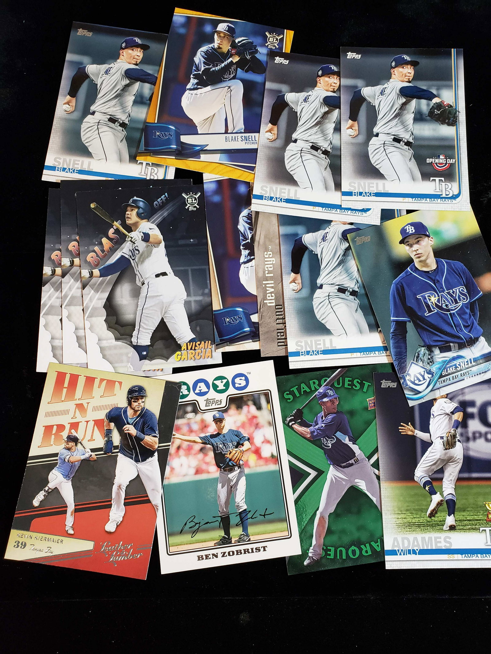 TAMPA BAY RAYS BASEBALL CARD COLLECTION: BLAKE SNELL, BEN ZOBRIST, WILLIE ADAMES