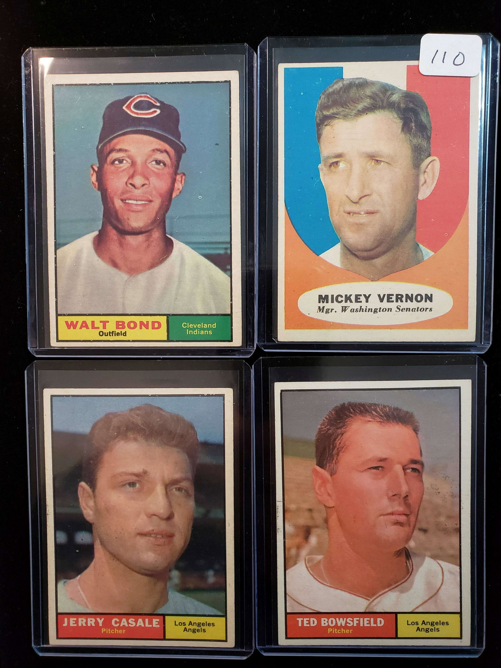 1960 TOPPS BASEBALL 4 CARD LOT: MICKEY VERNON, WALT BOND, TED BOWSFIELD, JERRY CASALE