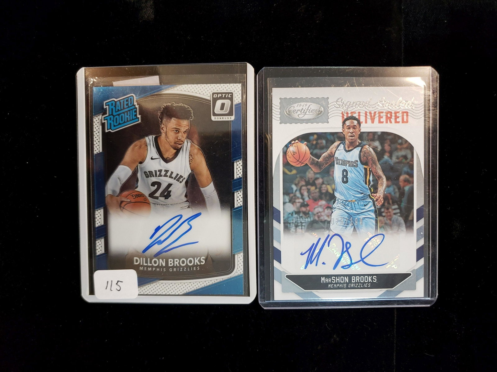 MEMPHIS GRIZZLIES AUTOGRAPHED CARDS: DILLON BROOKS RATED ROOKIE AND MARSHON BROOKS SIGNED SEALED DELIVERED 126/199