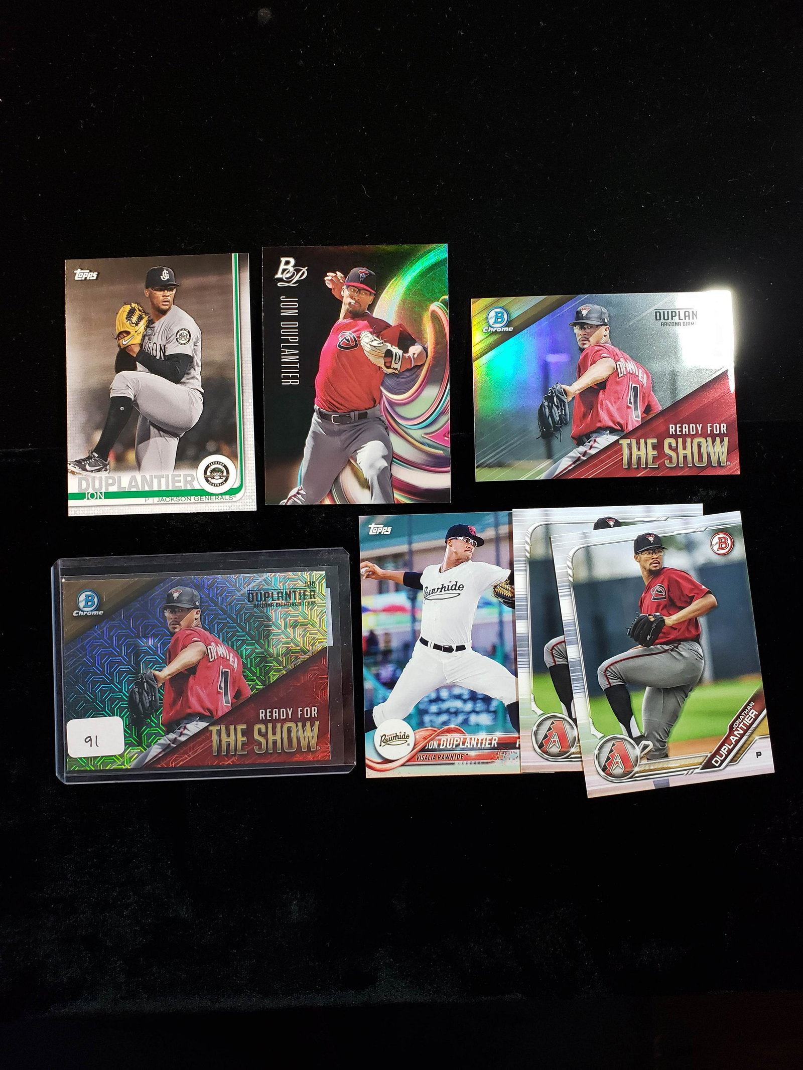 JON DUPLANTIER ARIZONA DBACKS ROOKIE CARD LOT: DBACKS TOP PITCHING PROSPECT WITH BOWMAN CHROME READY FOR THE SHOW MOJO INSERT CARD
