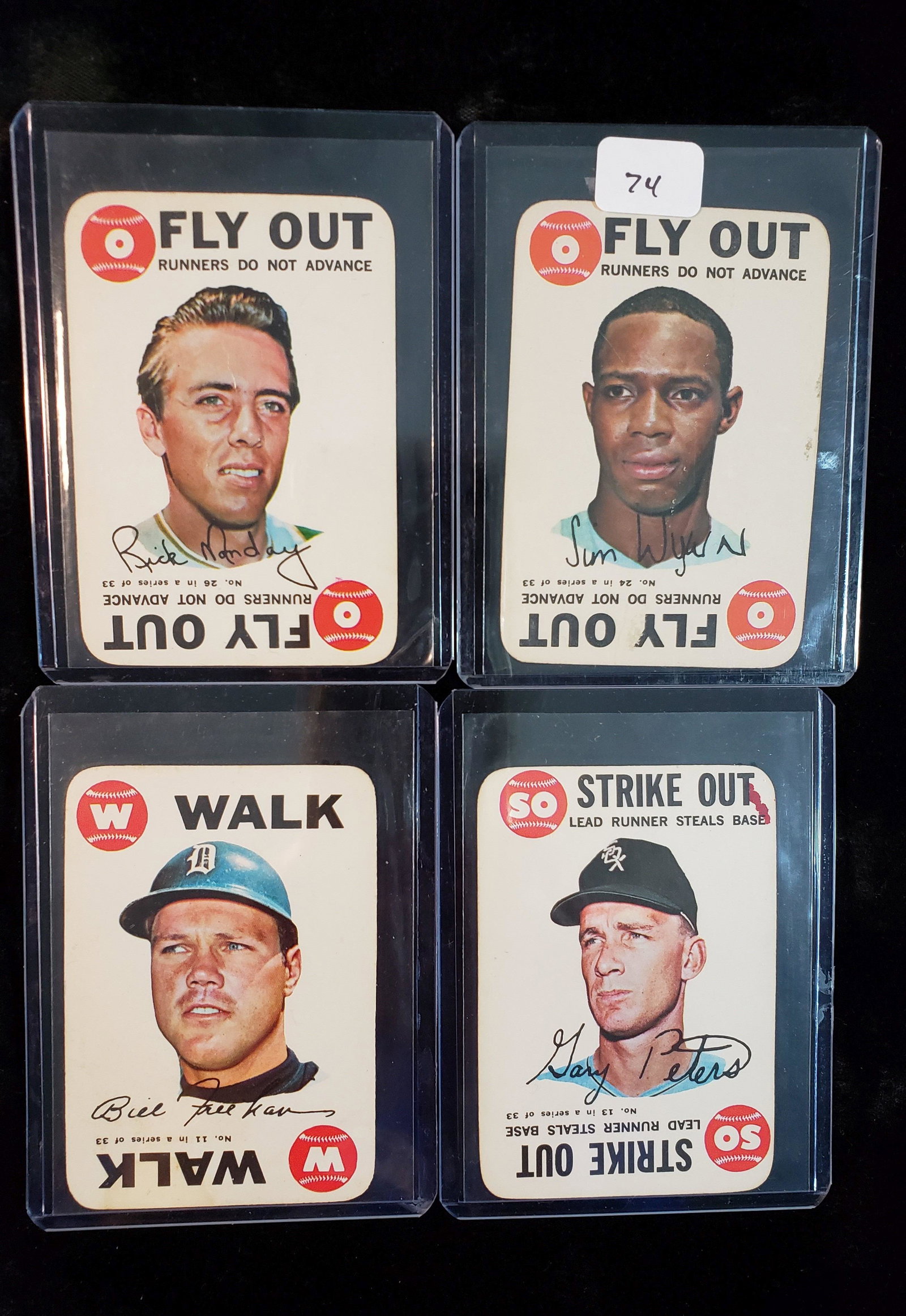 1968 Topps Game Card INSERT LOT: 1968 Topps Game CARD BILL FREEHAN RICK MONDAY, JIM WYNN, GARY PETERS