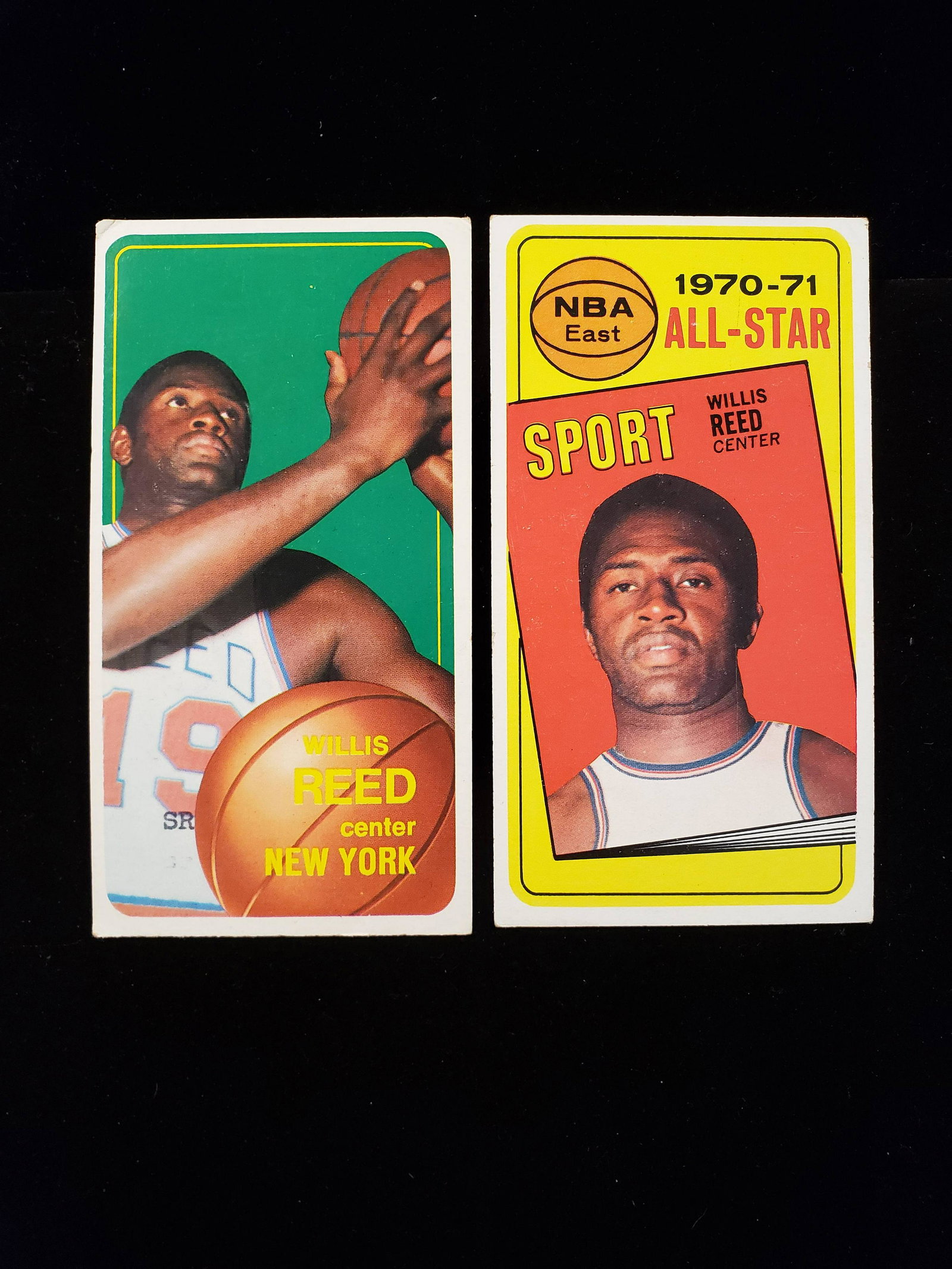 *TALL BOYS* VINTAGE NBA BASKETBALL CARDS: WILLIS REED ALL-STAR #110 AND WILLIS REED BASE #150 1970-'71 TOPPS BASKETBALL CARDS