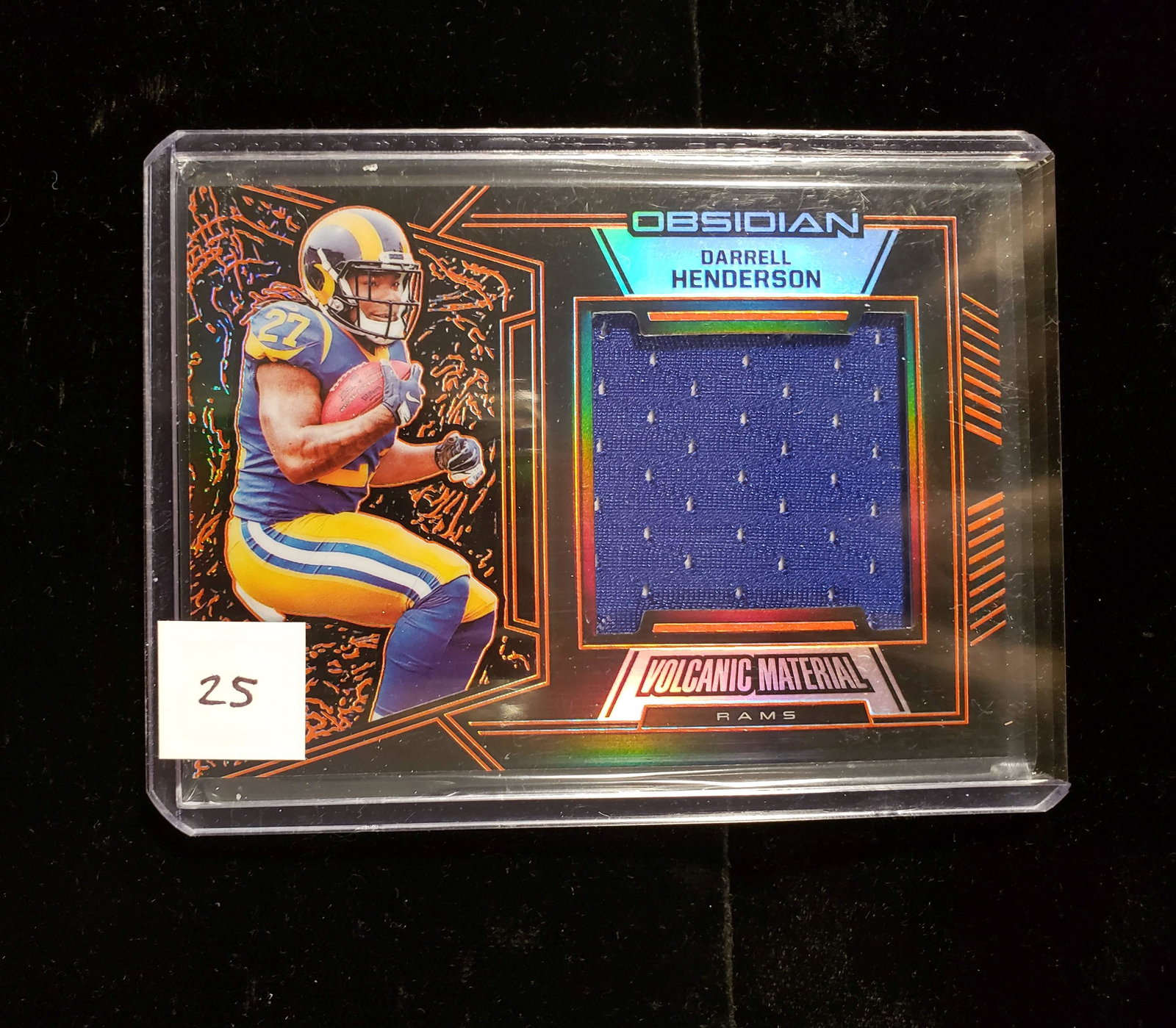 DARRELL HENDERSON LA RAMS SP JERSEY CARD: OBSIDIAN FOOTBALL VOLCANIC MATERIAL JUMBO JERSEY CARD #'D 21/50