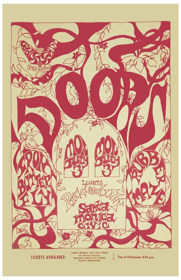 The Doors in Santa Monica 1967 ORIGINAL CONCERT POSTER: This ORIGINAL Poster is aÂ 3rd PRINTINGÂ of a Classic Concert By Jim Morrison & The Doors in Santa Monica 1967. MEASURES 13" X 19" (Ships seperatley in a thick cardboard mailing tube for $8.95. Co