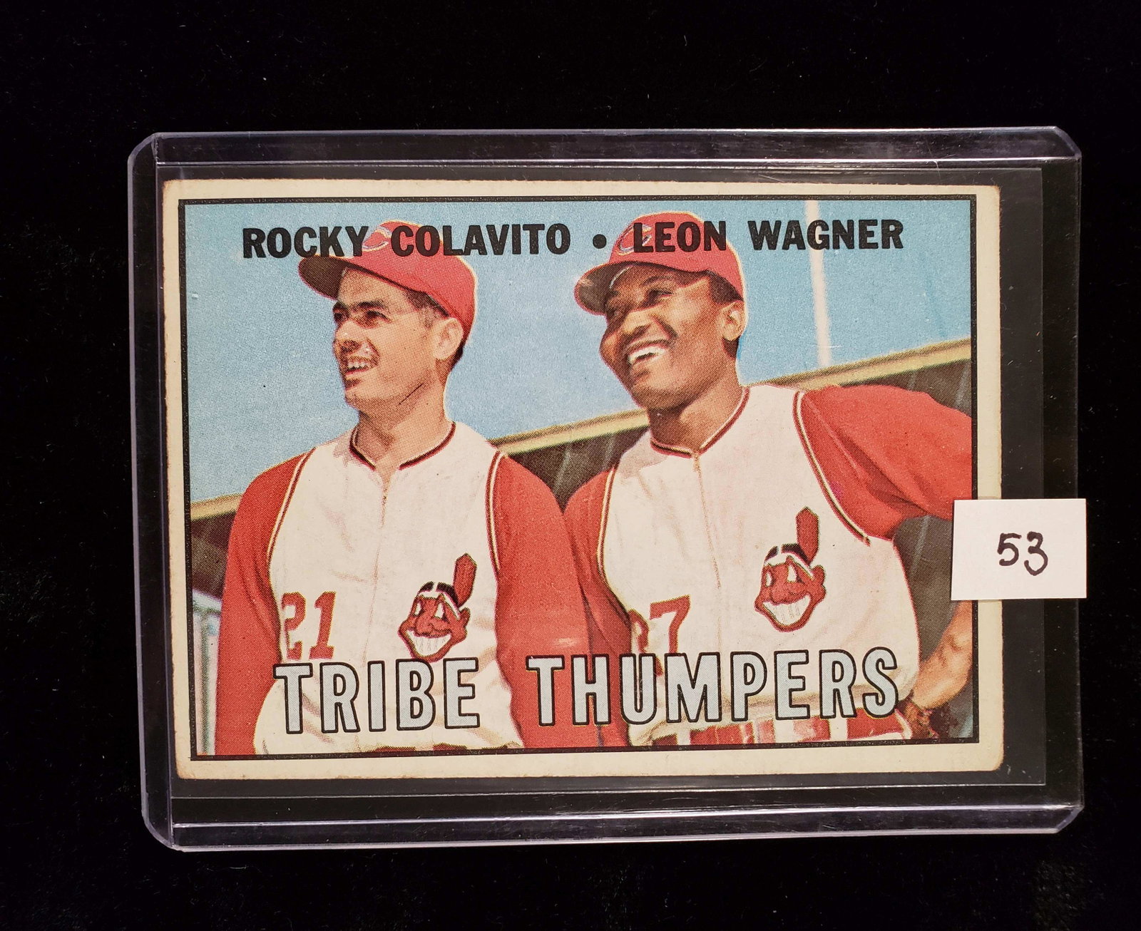 1967 TOPPS BASEBALL ALL-STAR COMBO CARD: 1967 TOPPS BASEBALL TRIBE THUMPERS ROCKY COLAVITO & LEON WAGNER CLEVELAND INDIANS