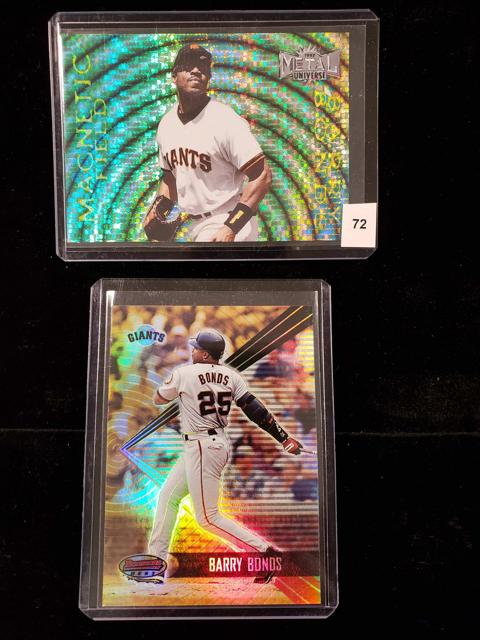 EARLY BARRY BONDS REFRACTORS: 1997 FLEER METAL MAGNETIC FIELD AND 2001 BOWMANS BEST RFRACTOR