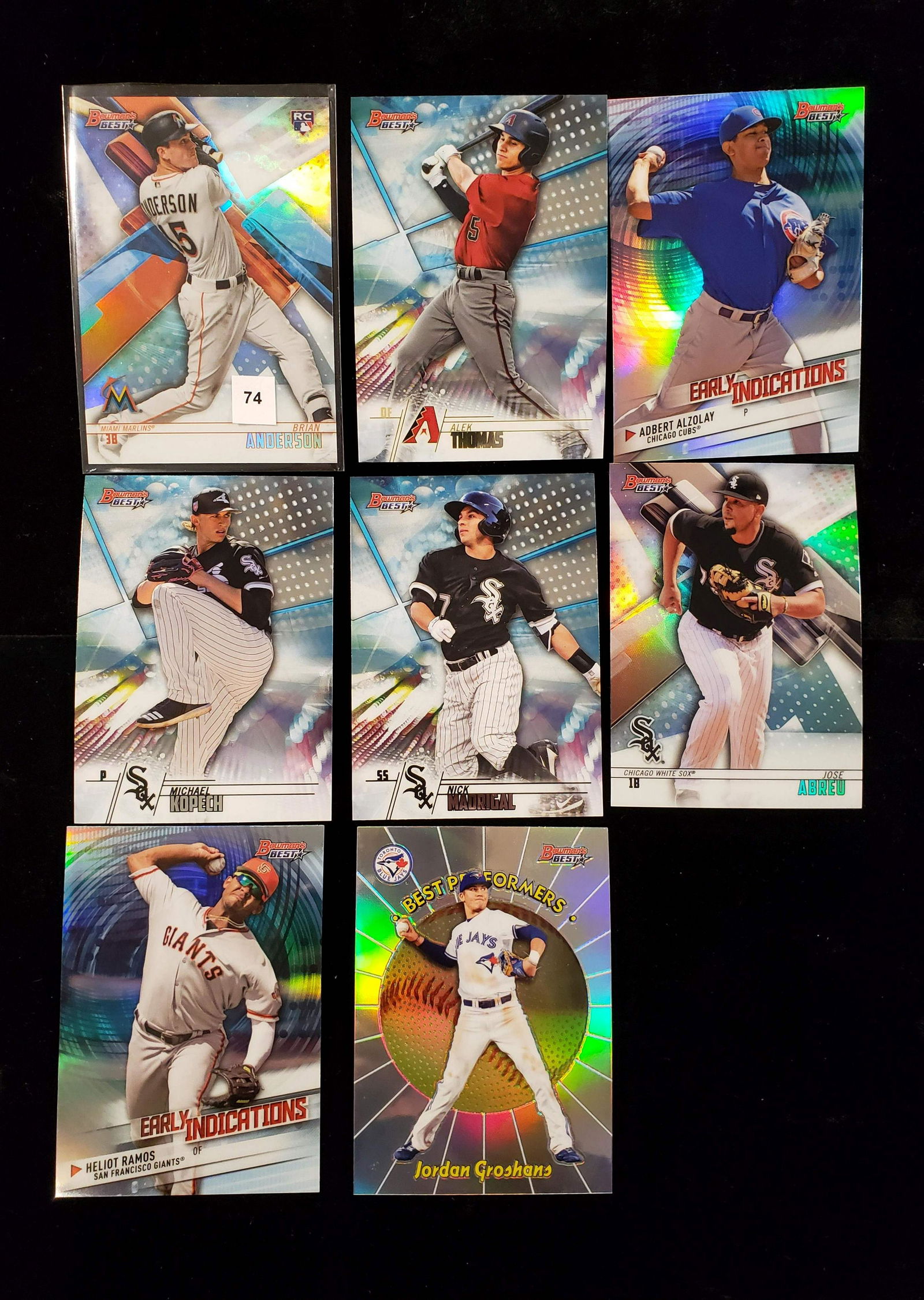 2018 BOWMAN'S BEST BASEBALL ROOKIE CARDS: BRIAN ANDERSON MARLINS ORANGE REFRACTOR, MICHAEL KOPECH WHITE SOX