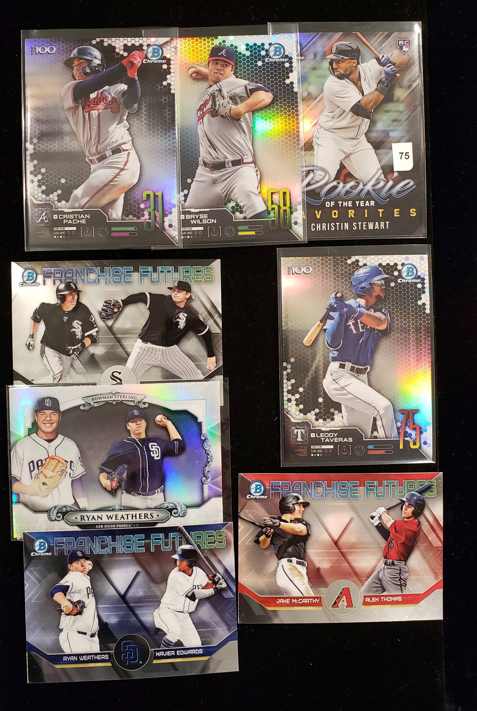 BOWMAN CHROME ROOKIE INSERT CARDS: BRAVES BRYSE WILSON TOP 100 #58 INSERT, AND CHRISTIAN PACHE TOP 100 #34