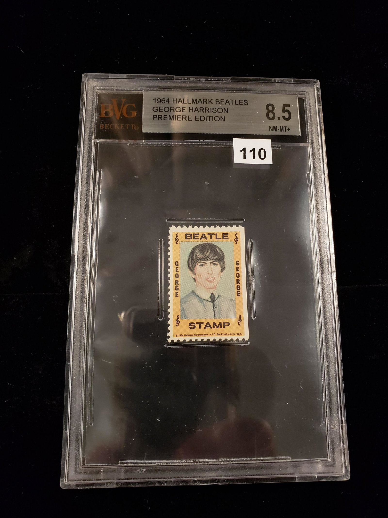 1964 HALLMARK BEATLES PAUL MCCARTNEY GRADED STAMP: THE BEATLES FAB FOUR BVG 8.5 NRMT-MT+ SLABBED PAUL MCCARTNEY STAMP 1964 PREMIER EDITION