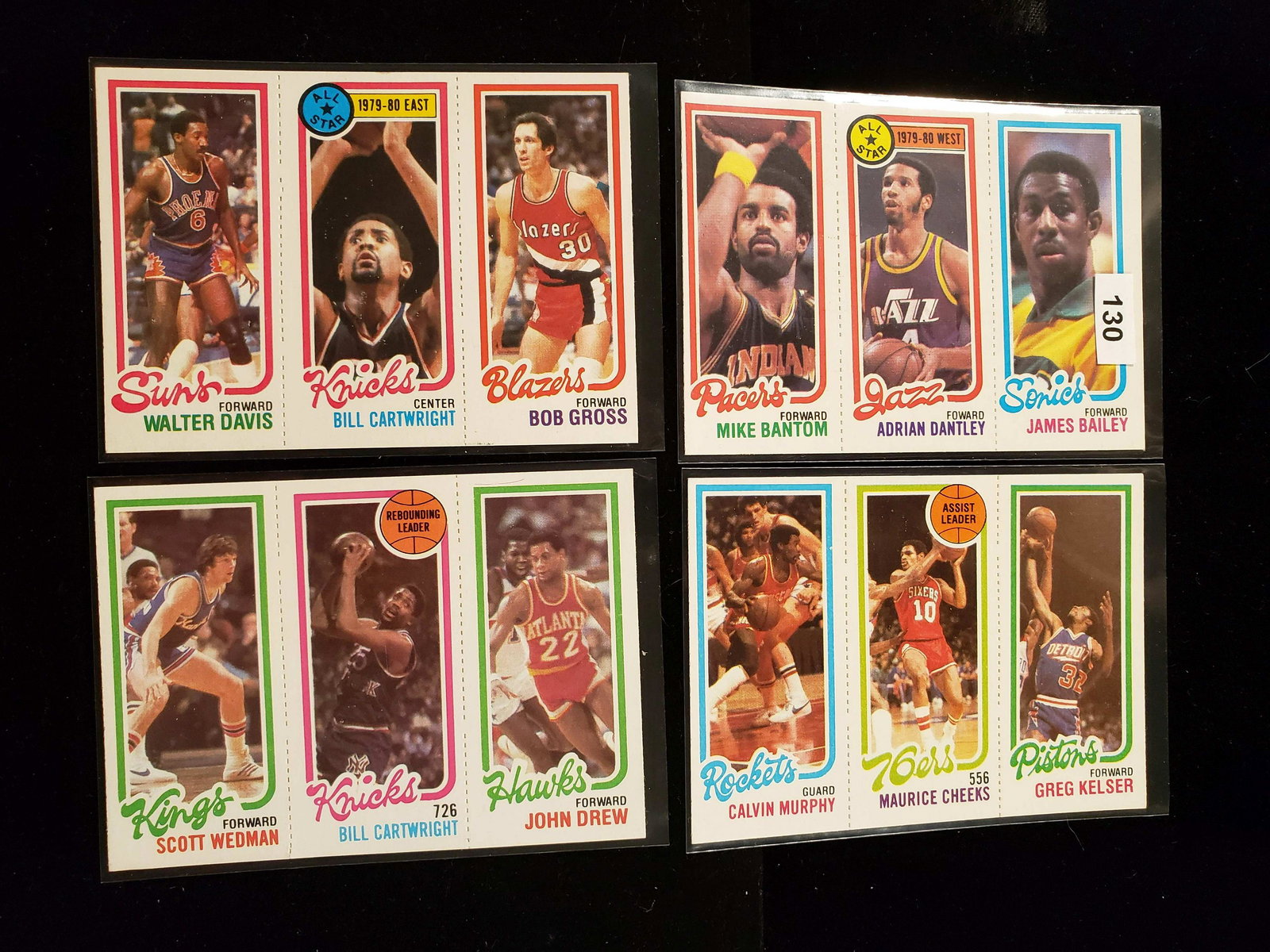 1980-81 TOPPS VINTAGE BASKETBALL CARDS 4 MINT PANELS: JAMES BAILEY, MAURICE CHEEKS, CALVIN MURPHY, WALTER DAVIS