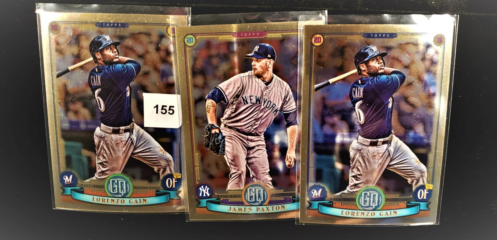 2019 GYPSY QUEEN GOLD FOILS: LORENZO CAIN BREWERS AND JAMES PAXTON YANKEES
