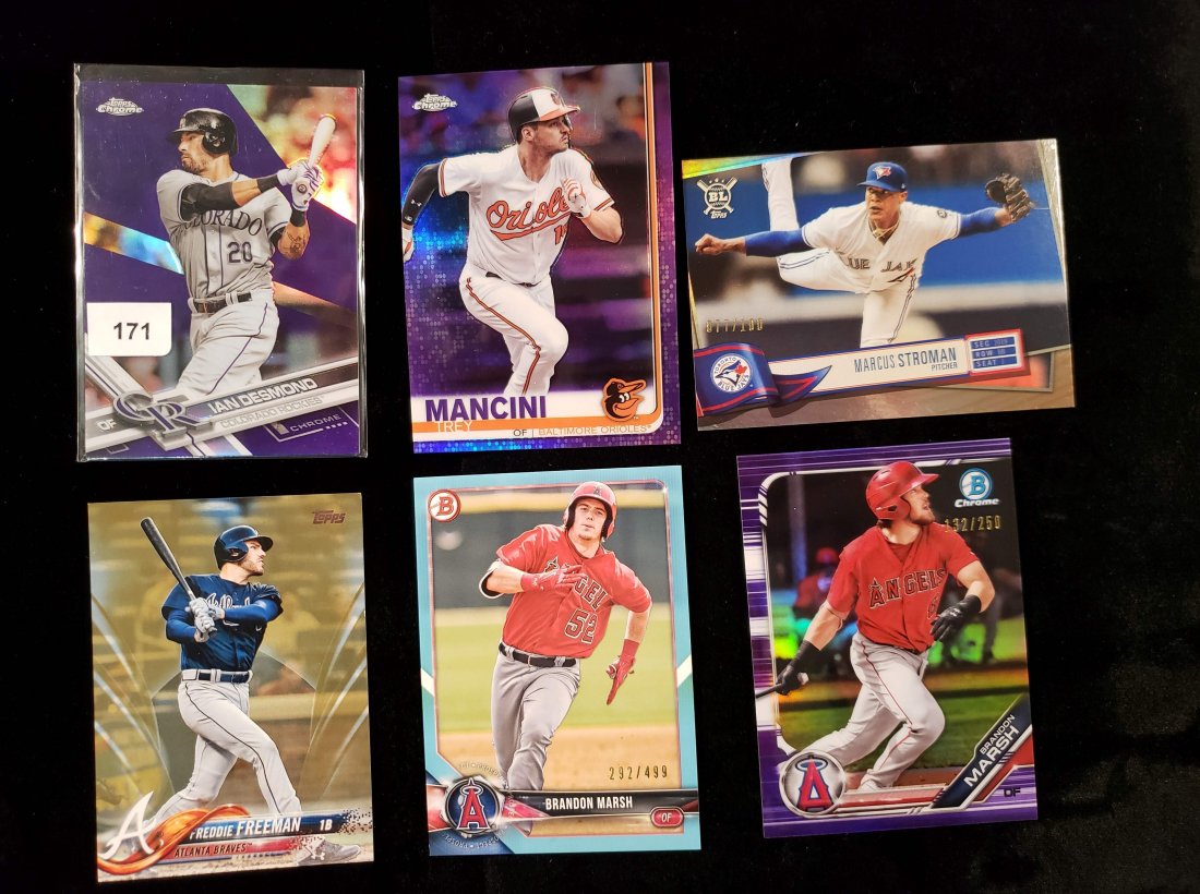 TOPPS BASEBALL SERIAL NUMBERED CARDS: TREY MANCINI, IAN DESMOND /299, BRANDOM MARSH /499