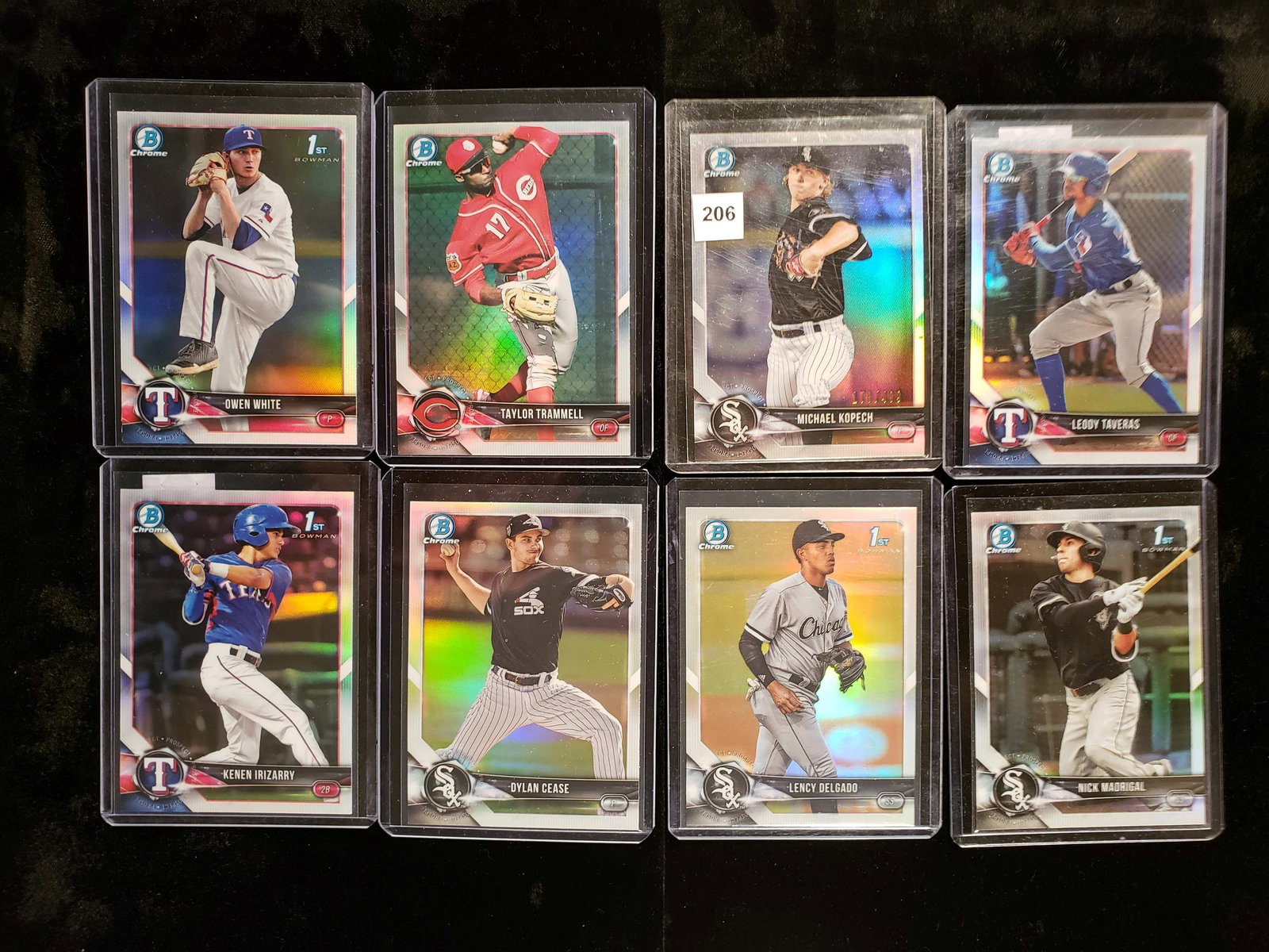 2018 BOWMAN CHROME ROOKIE PROSPECTS: ALL SILVER REFRACTORS MICHAEL KOPECH 178/499, BRENNEN DAVIS CUBS, DYLAN CEASE, TAYLOR TRAMMELL, NICK MADRIGAL