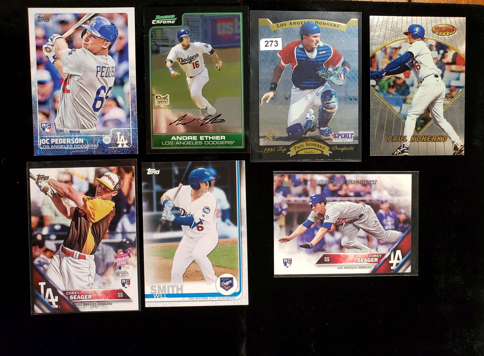 LOS ANGELES DODGERS ROOKIE BASEBALL CARDS: JOC PEDERSON, ANDRE ETHIER, CORY SEAGER, PAUL KONERKO, WILL SMITH