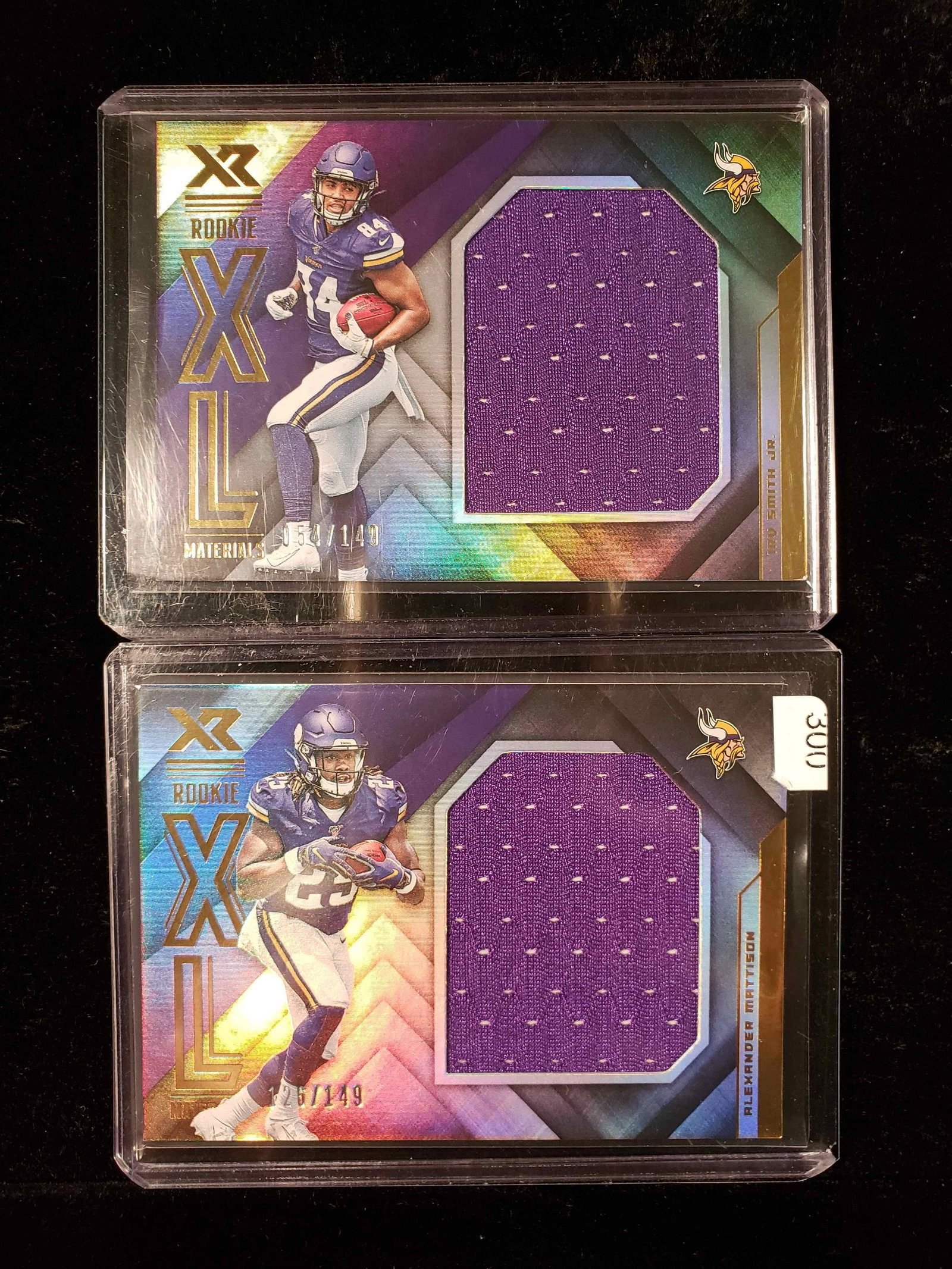2019 PANINI XL ROOKIE JUMBO PATCH CARDS: IRV SMITH JR., MINNESOTA VIKINGS ROOKIE ALEXANDER MATTISON CARDS NUMBERED TO /149