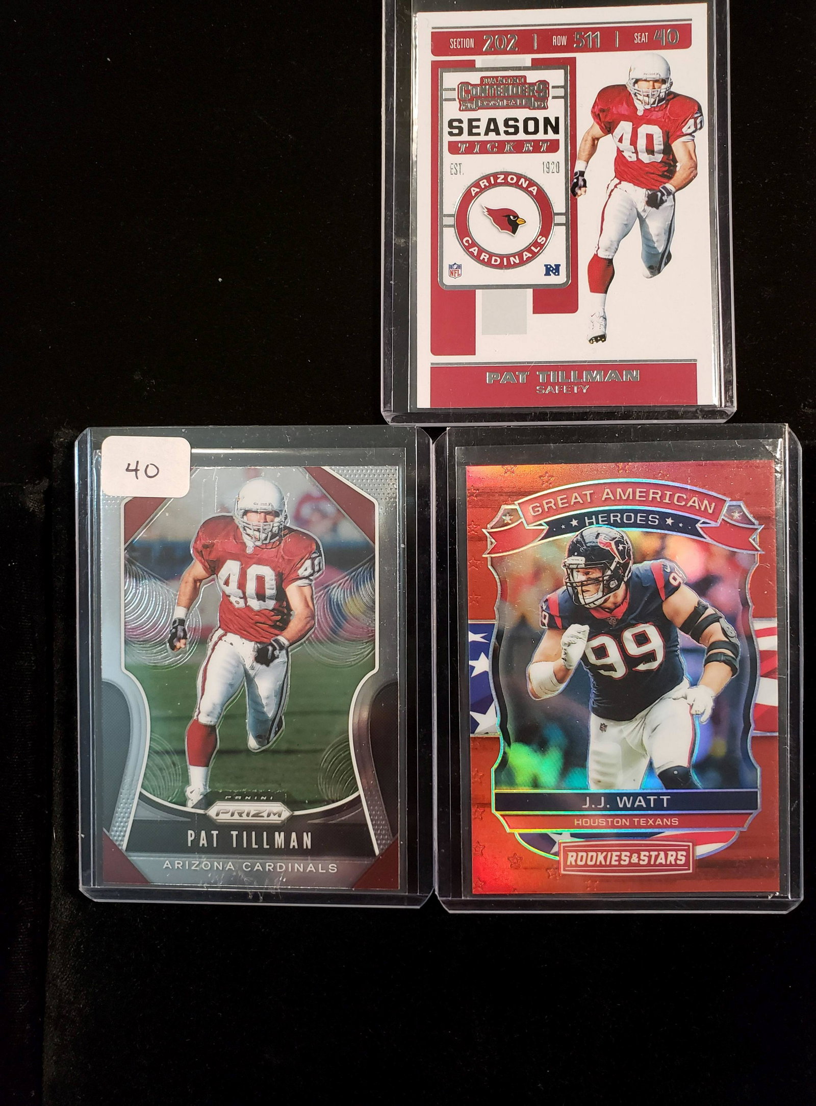 PAT TILLMAN, J.J. WATT AMERICAN HEROS LOT: NFL MAN OF THE YEAR JJ WATTAND TRUE AMERICAN HERO PAT TILLMAN