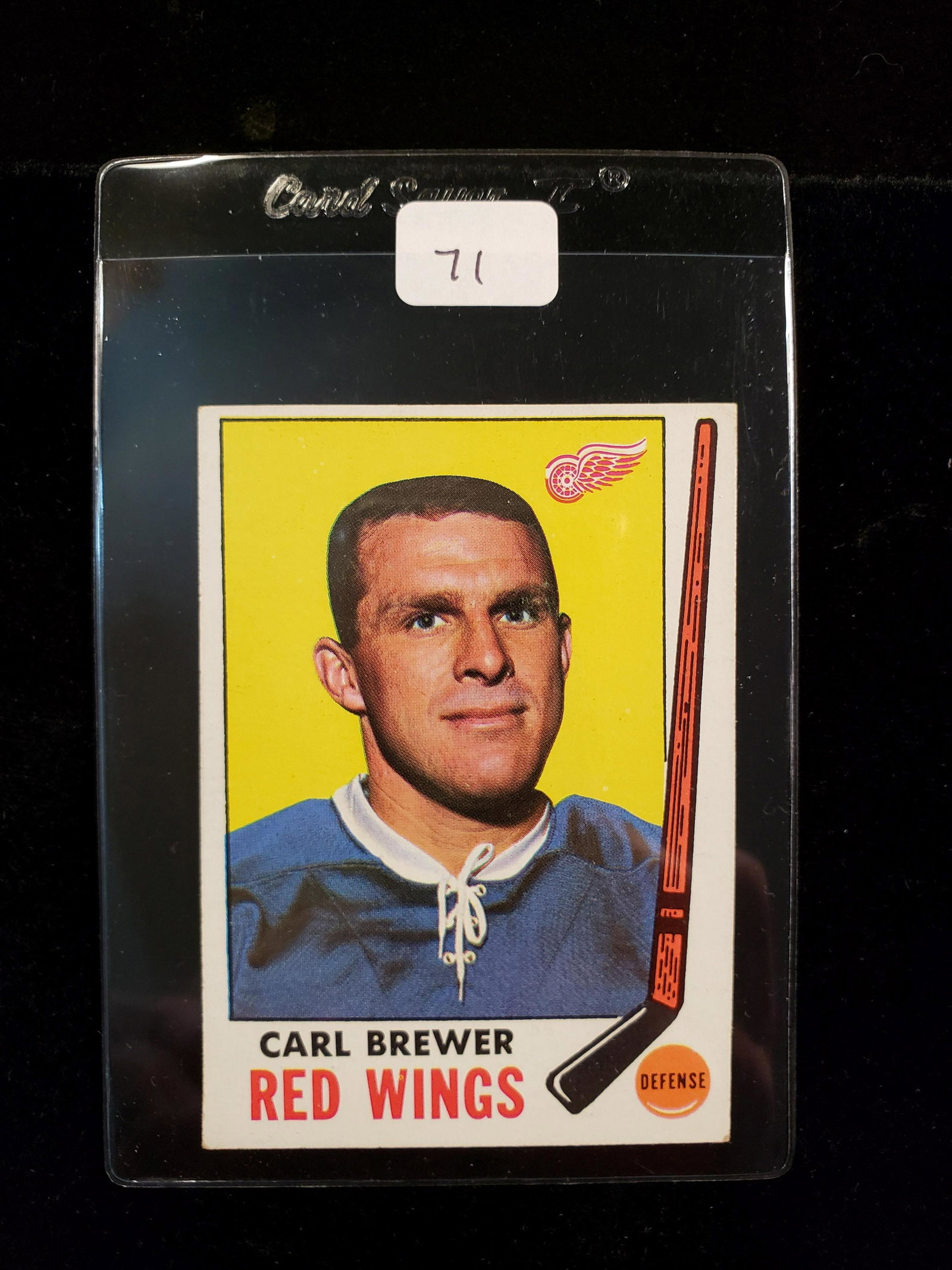 1969 TOPPS HOCKEY CARL BREWER NRMT: 1969 TOPPS HOCKEY CARL BREWER DETROIT RED WINGS CARD #59