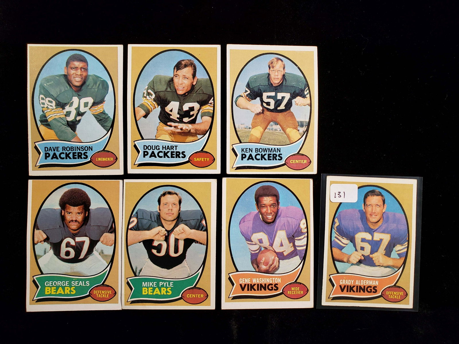 VINTAGE 1970 TOPPS FOOTBALL CARDS EXCELLENT CONDITION: LOT OF 7 1970 FOOTBALL CARDS DETROIT LIONS , PACKERS AND VIKINGS