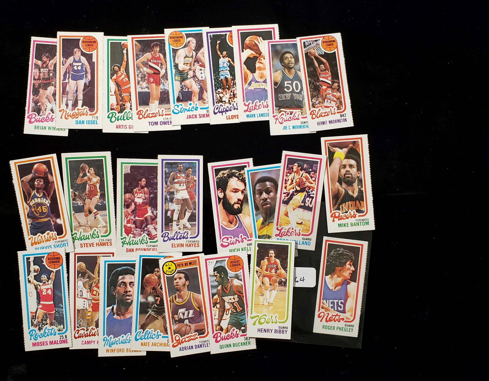 1980-81 TOPPS VINTAGE BASKETBALL CARDS LOT OF 20 MINI: 1980 TOPPS BASKETBALL 20 MINT MIDGETS MINT SEPERATED FROM PANELS LLOYD FREE, AIDRIAN DANTLEY, MOSES MALONE, ELVIN HAYES, NATE ARCHIBALD, ARTIS GILMORE, JACK SIKMA
