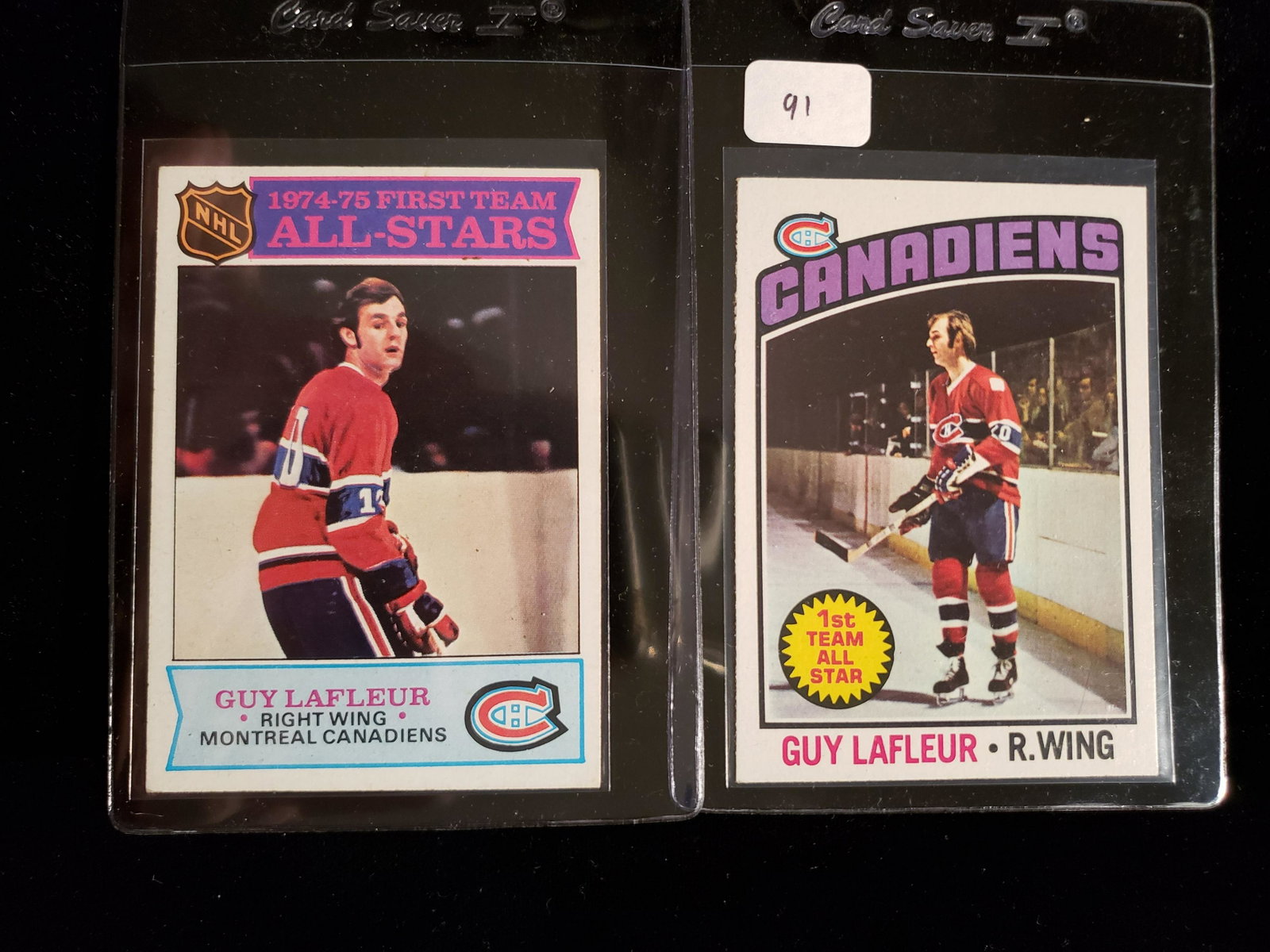 VINTAGE HOCKEY CARDS GUY LAFLEUR MONTREAL CANADIANS: GUY LAFEUR 1975 TOPPS ALL-STARS AND 1976 TOPPS ALL-STARS