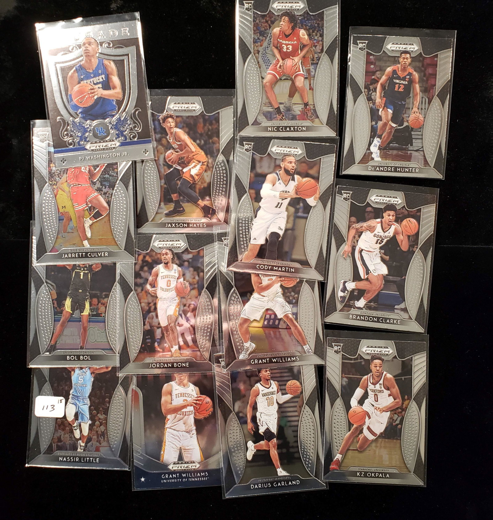 LOT OF 20 NBA 2019 ROOKIE DRAFT PICKS: ALL 2019 PANINI PRIZM DRAFT PICKS WITH NASSIR LITTLE, BOL BOL, GRANT WILLIAMS ALL AMERICAN INSERT, JAXSON HAYES