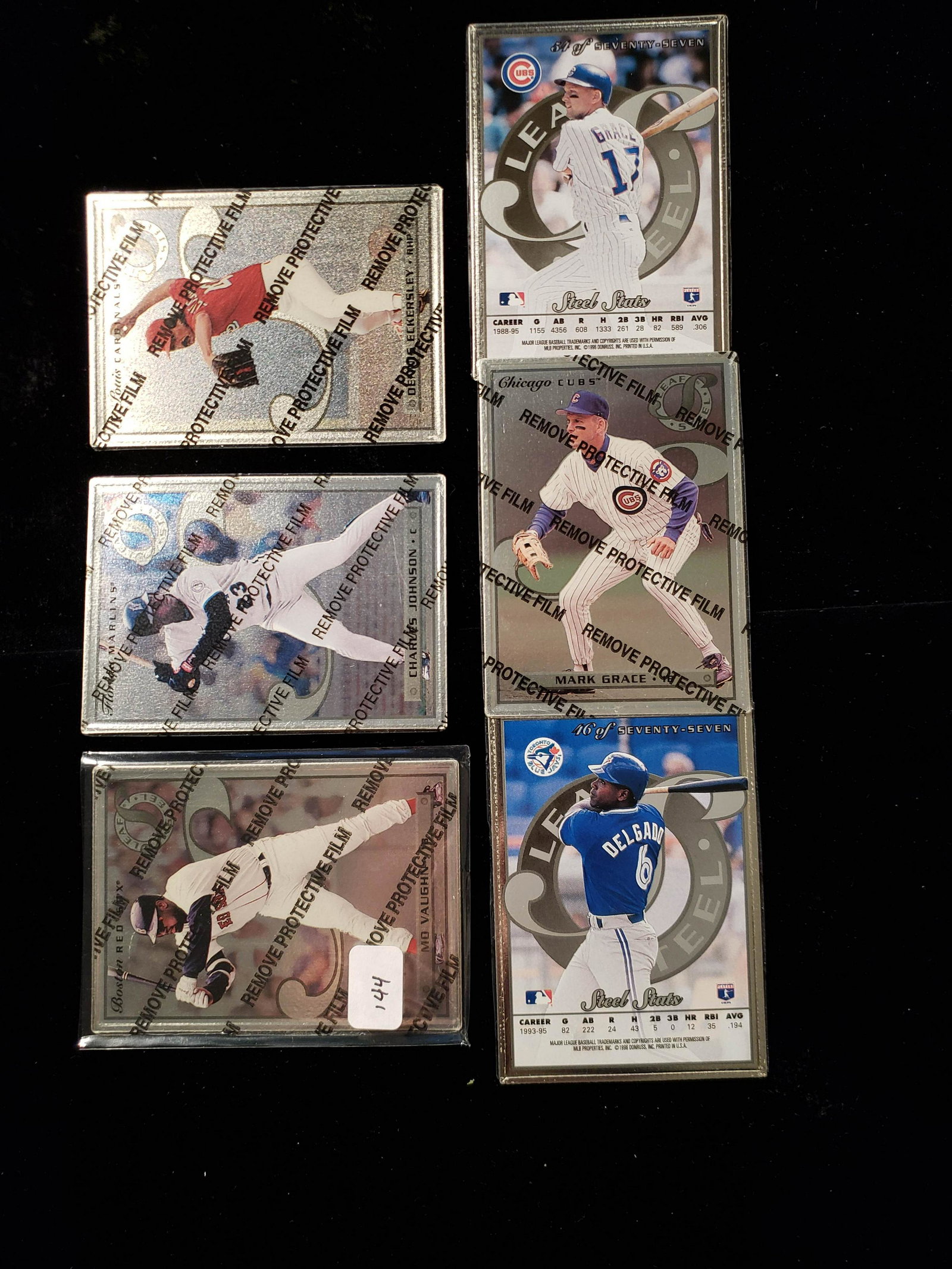 1996 DONRUSS LEAF STEEL BASEBALL CARDS: HEAVY METALIC CARDS WITH PROTECTIVE SEAL INTACT