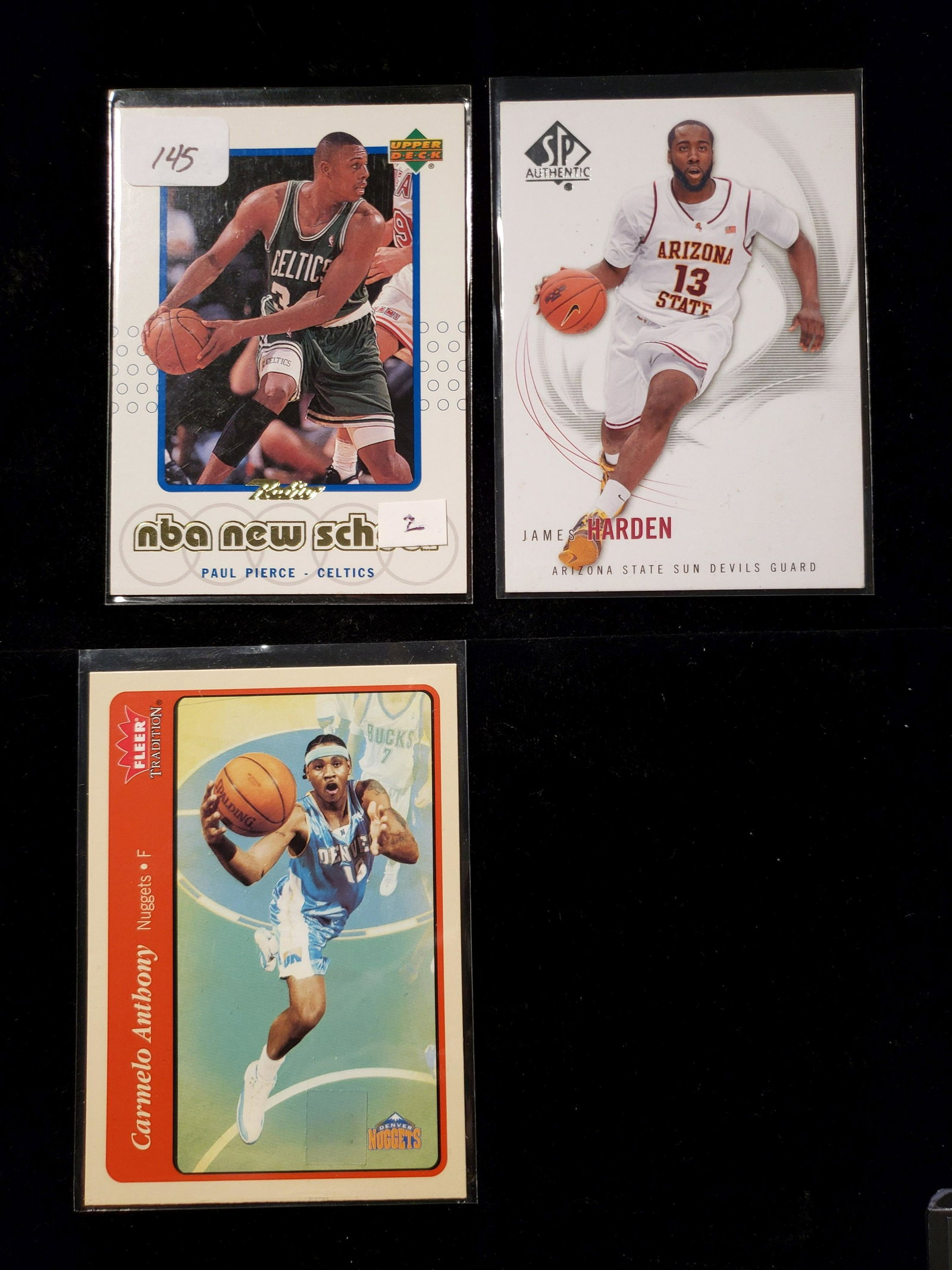 NBA BASKETBALL ROOKIE CARDS: PAUL PIERCE, JAMES HARDEN AND CARMELO ANTHONY ROOKIES