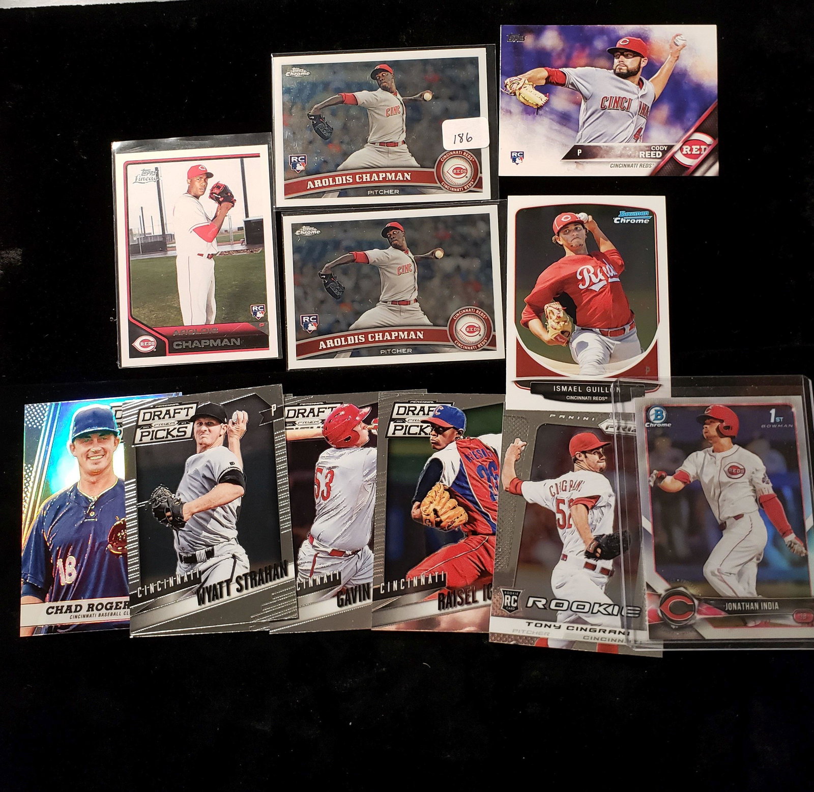 CINCINNATI REDS ROOKIE CARDS: ARDOLIS CHAPMAN, JONATHAN INDIA SILVER REFRACTOR