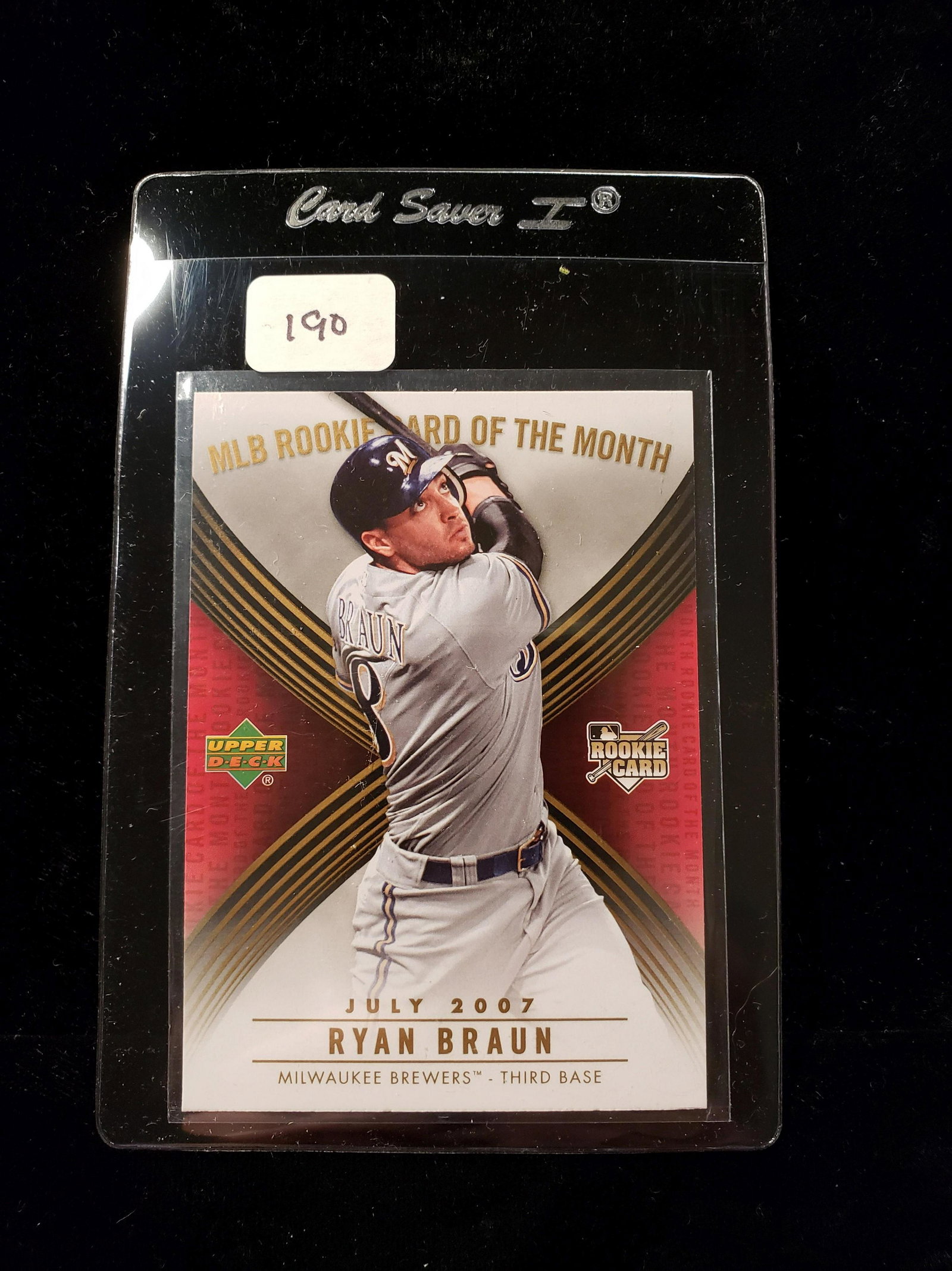 2007 UPPER DECK RYAN BRAUN MILWAUKEE BREWERS ROOKIE: RYAN BRAUN MLB ROOKIE CARD OF THE MONTH JULY 2007 CARD #ROM-4